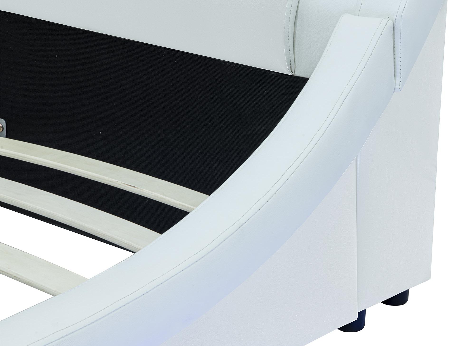 Lit en simili cuir blanc avec LED 140x190 cm ZEDA