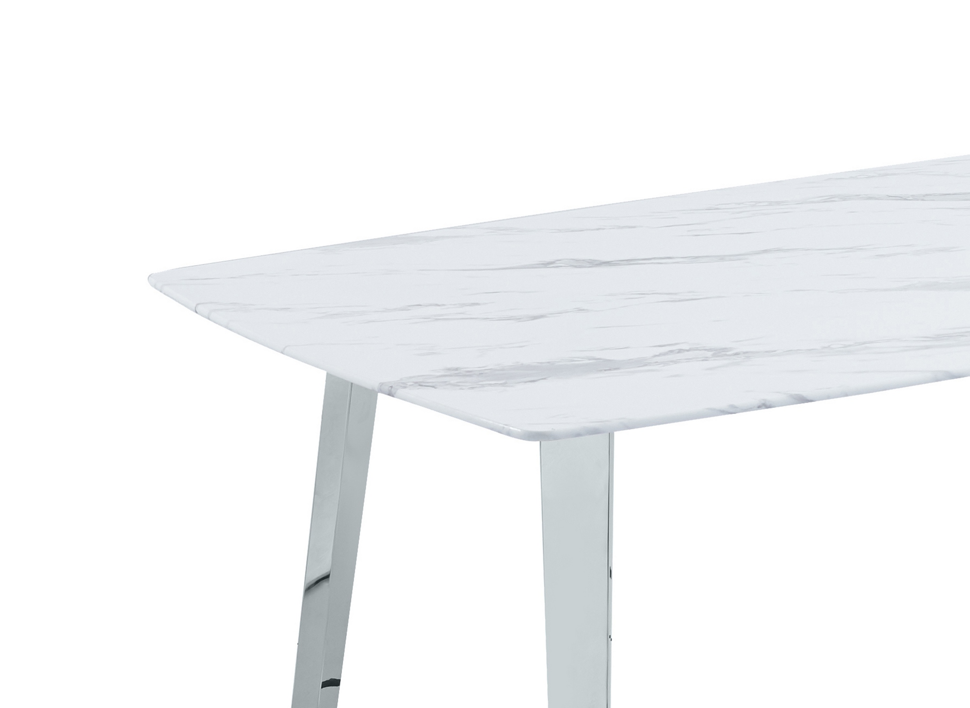 Table à manger design effet marbre blanc et argenté JOHANNA
