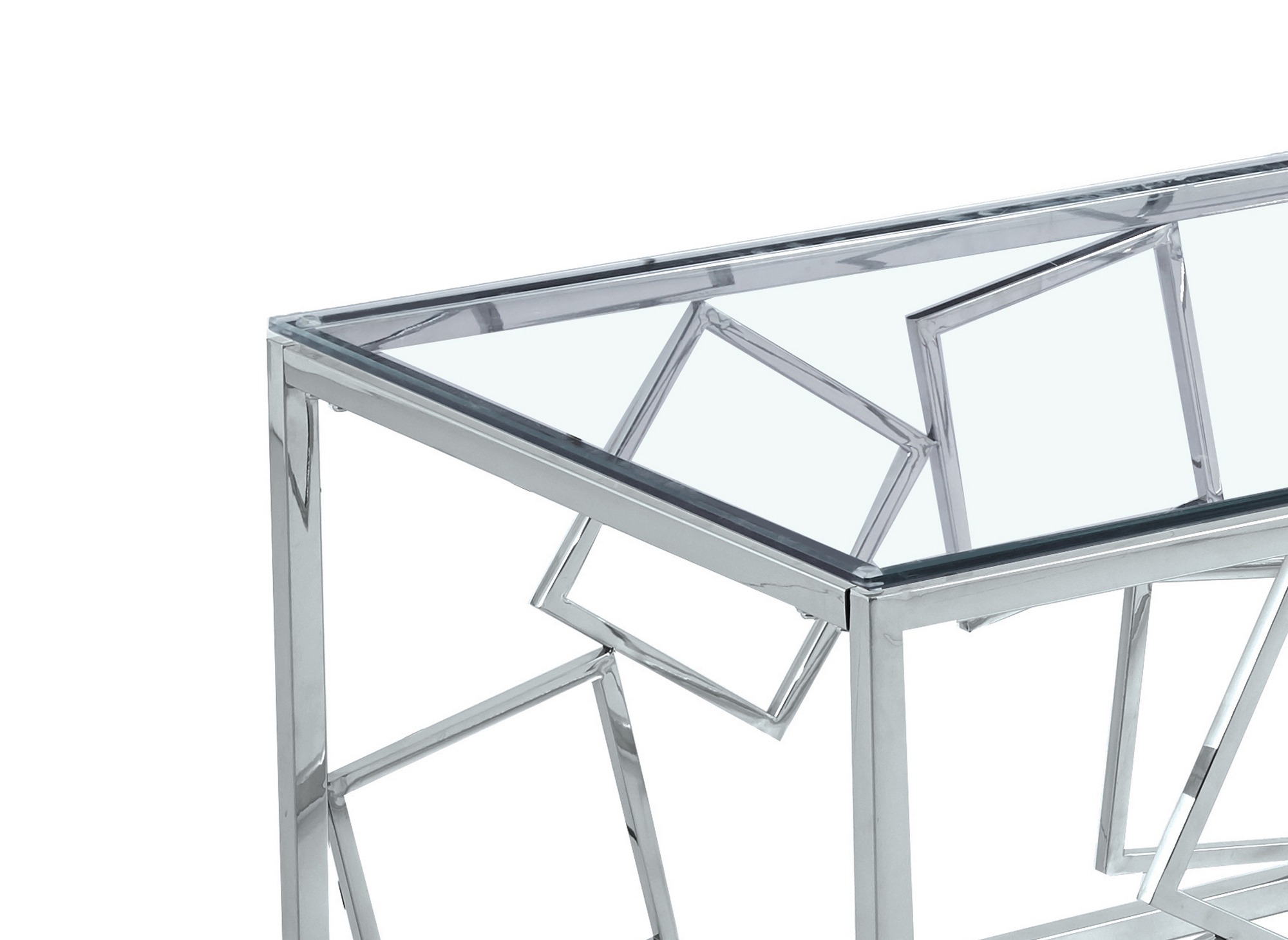 Table basse design en verre et métal argenté rectangulaire ARVI