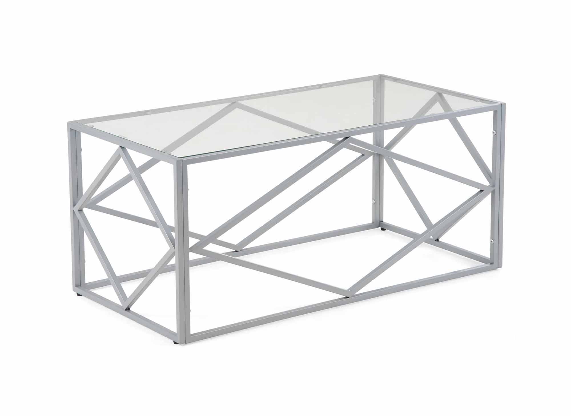 Table basse design en verre et métal rectangulaire ELIO
