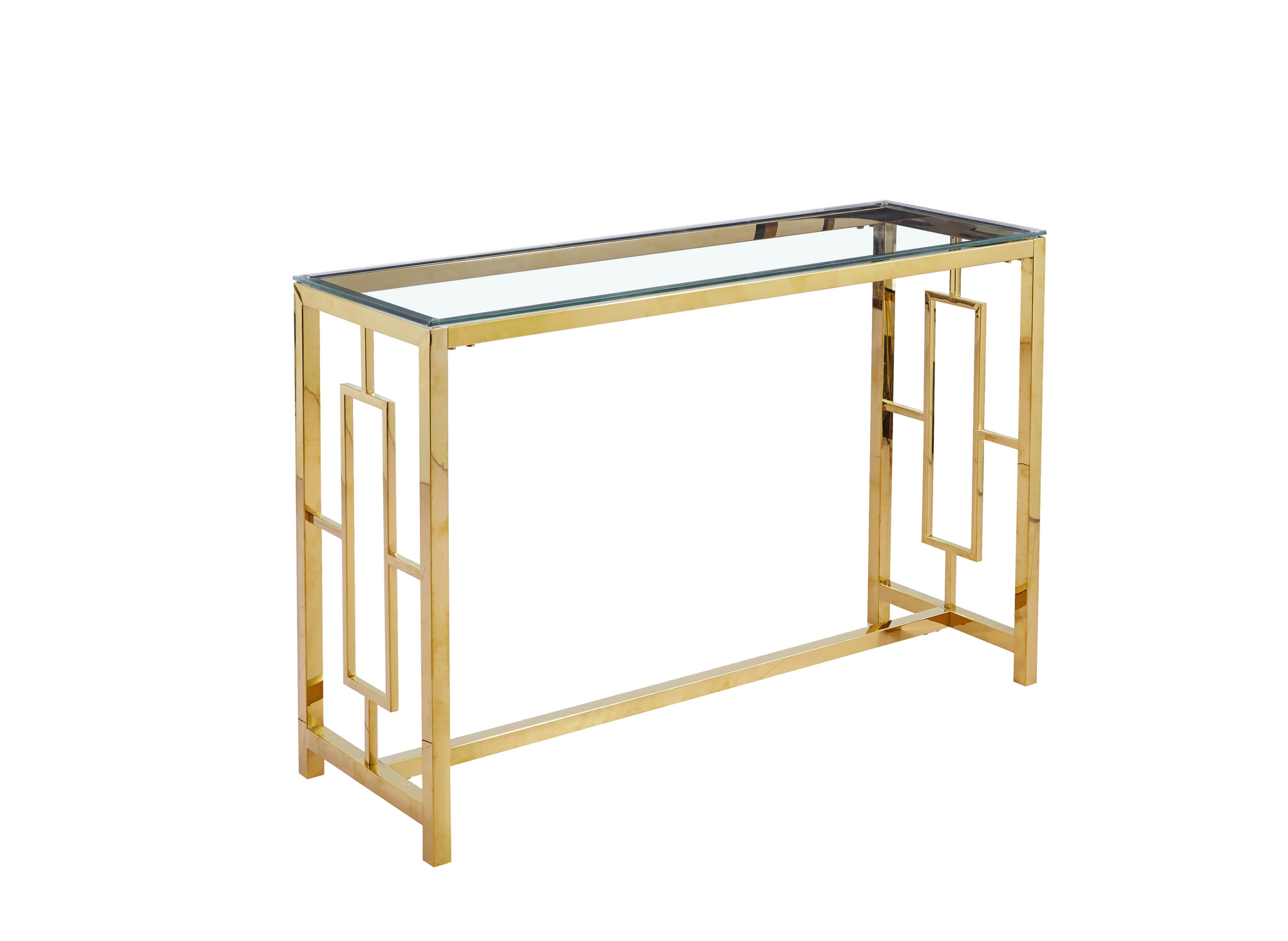 Console design en verre transparent et métal doré DOLLY