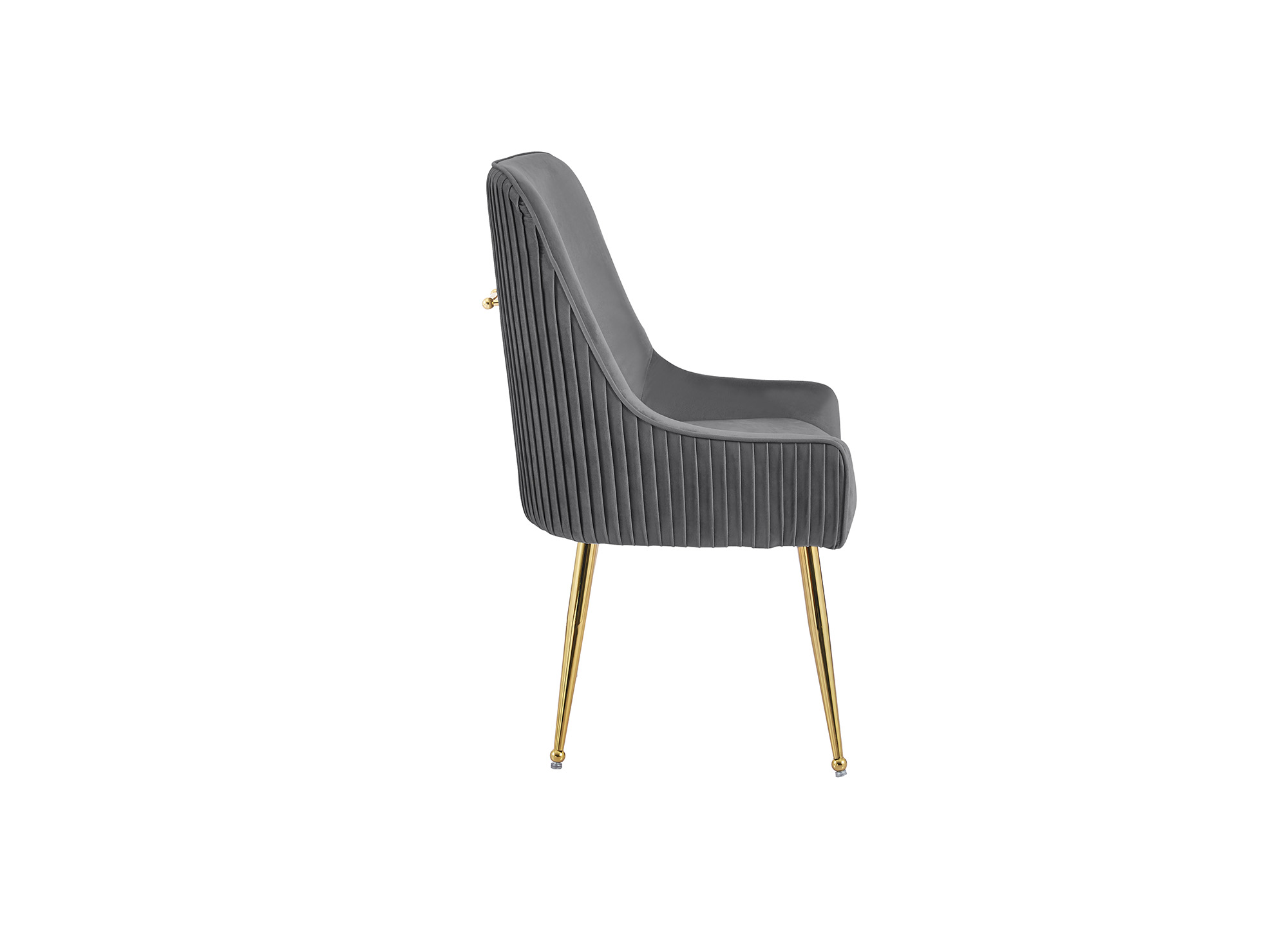 Lot de 2 chaises en velours gris pieds en métal doré DORY