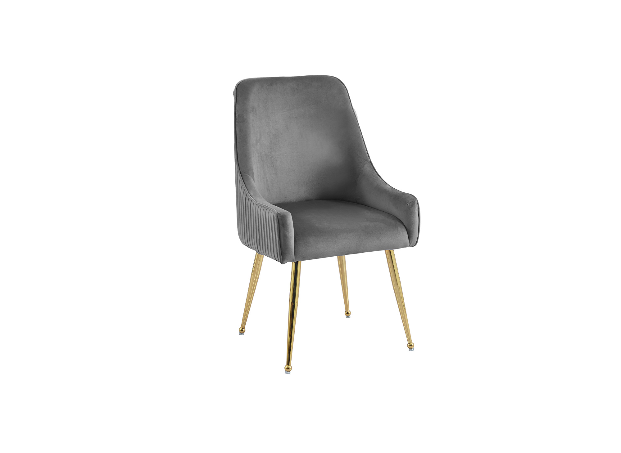 Lot de 2 chaises en velours gris pieds en métal doré DORY