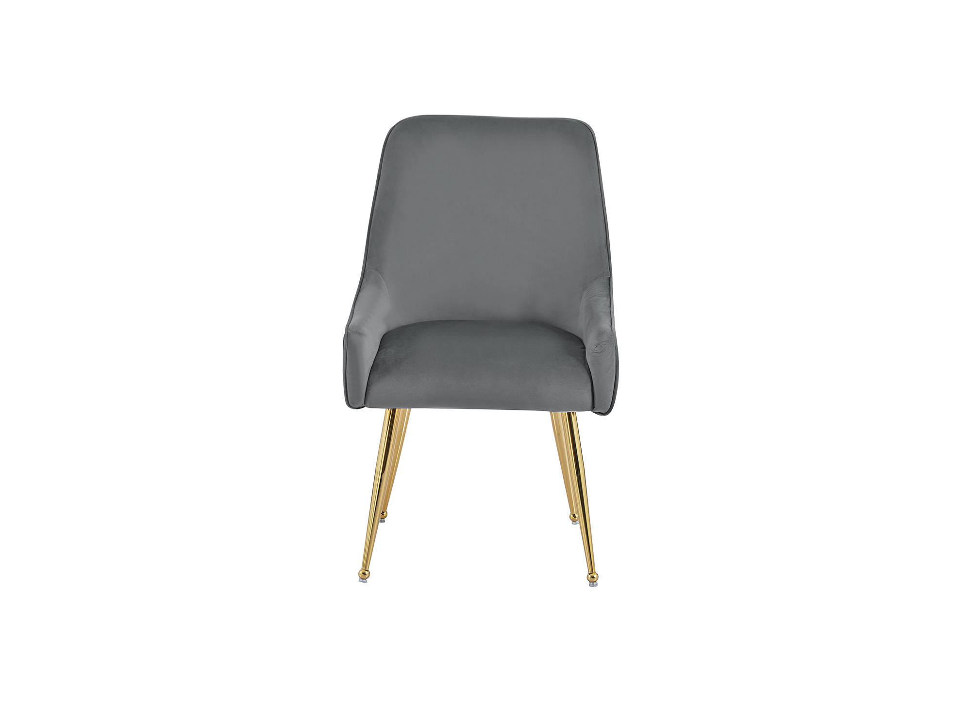Lot de 2 chaises en velours gris pieds en métal doré DORY