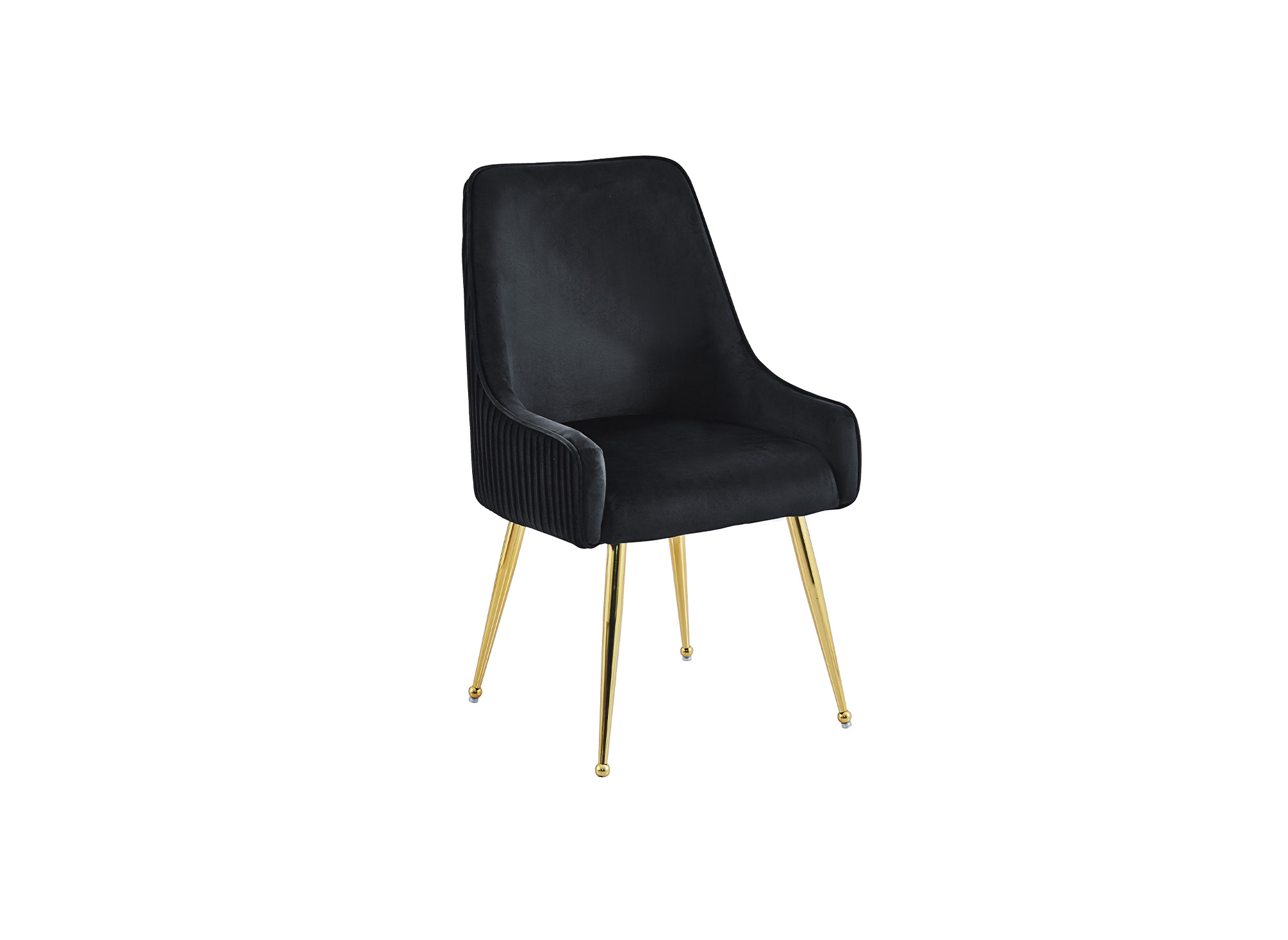 Lot de 2 chaises en velours noir pieds en métal doré DORY