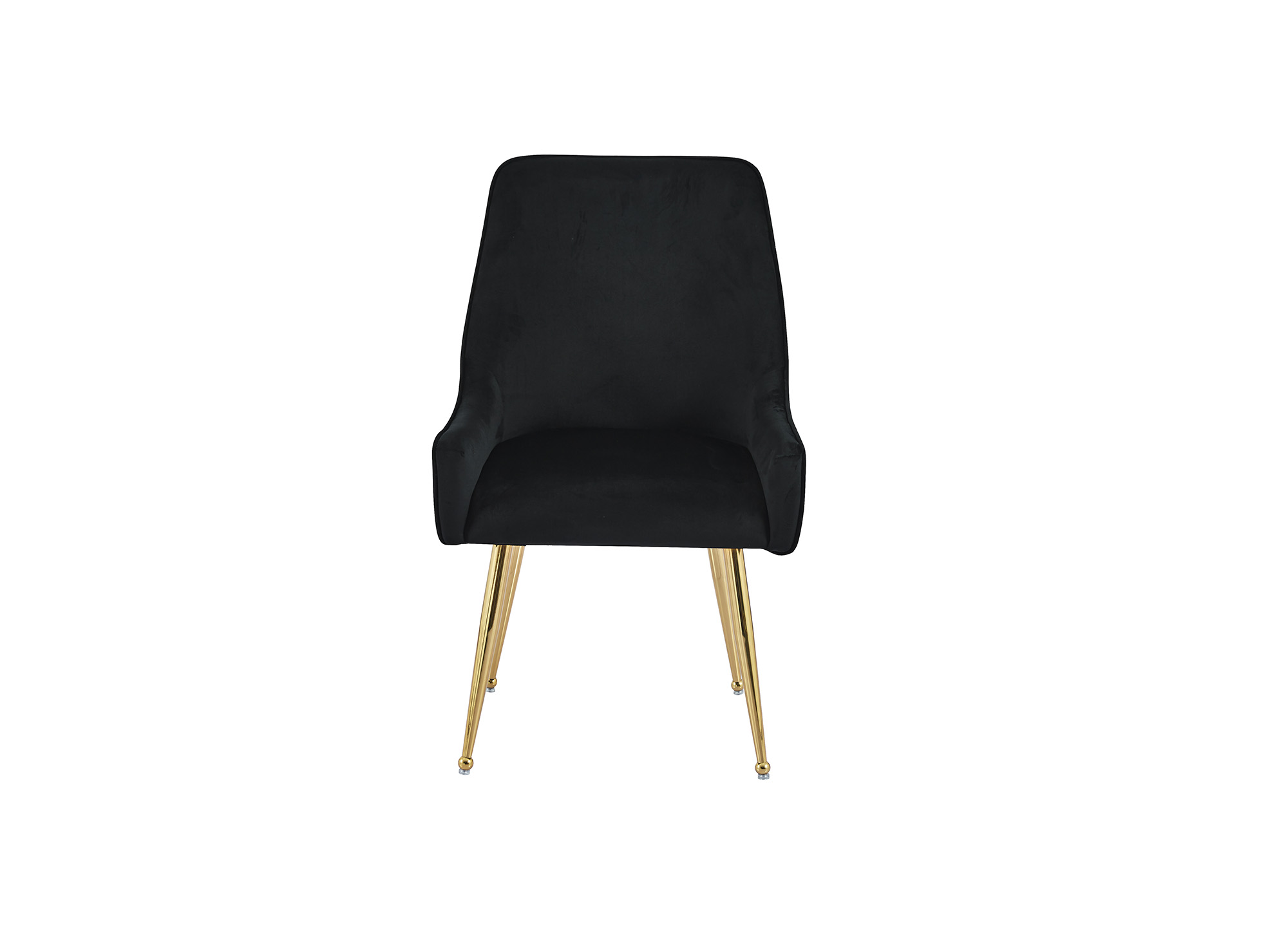 Lot de 2 chaises en velours noir pieds en métal doré DORY
