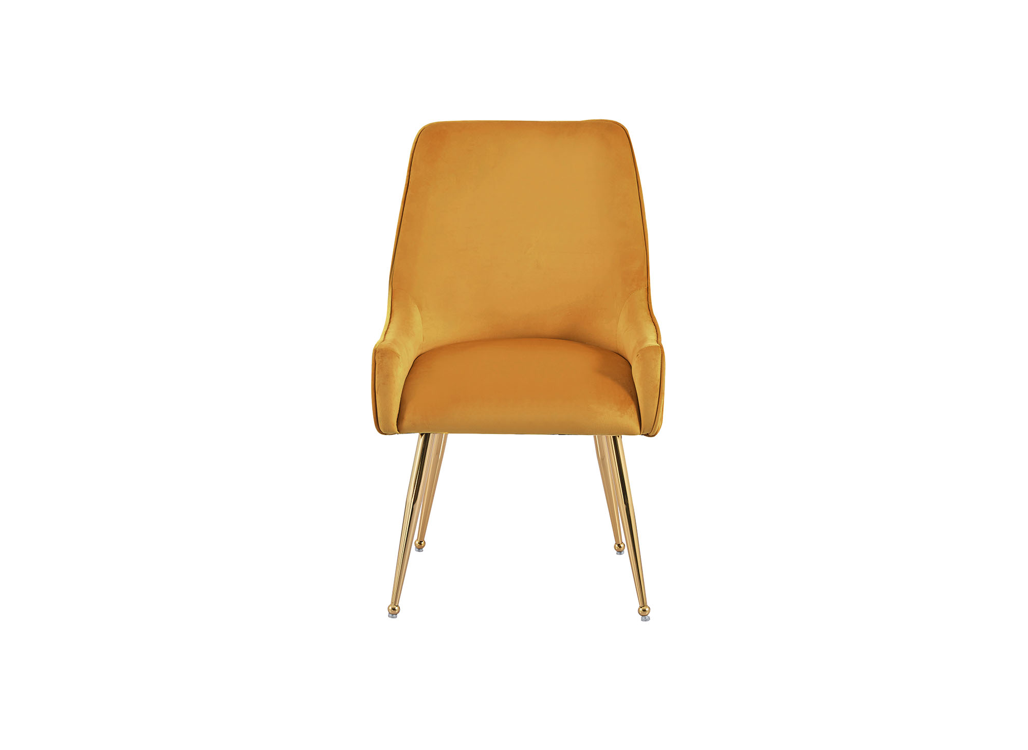 Lot de 2 chaises en velours moutarde pieds en métal doré DORY
