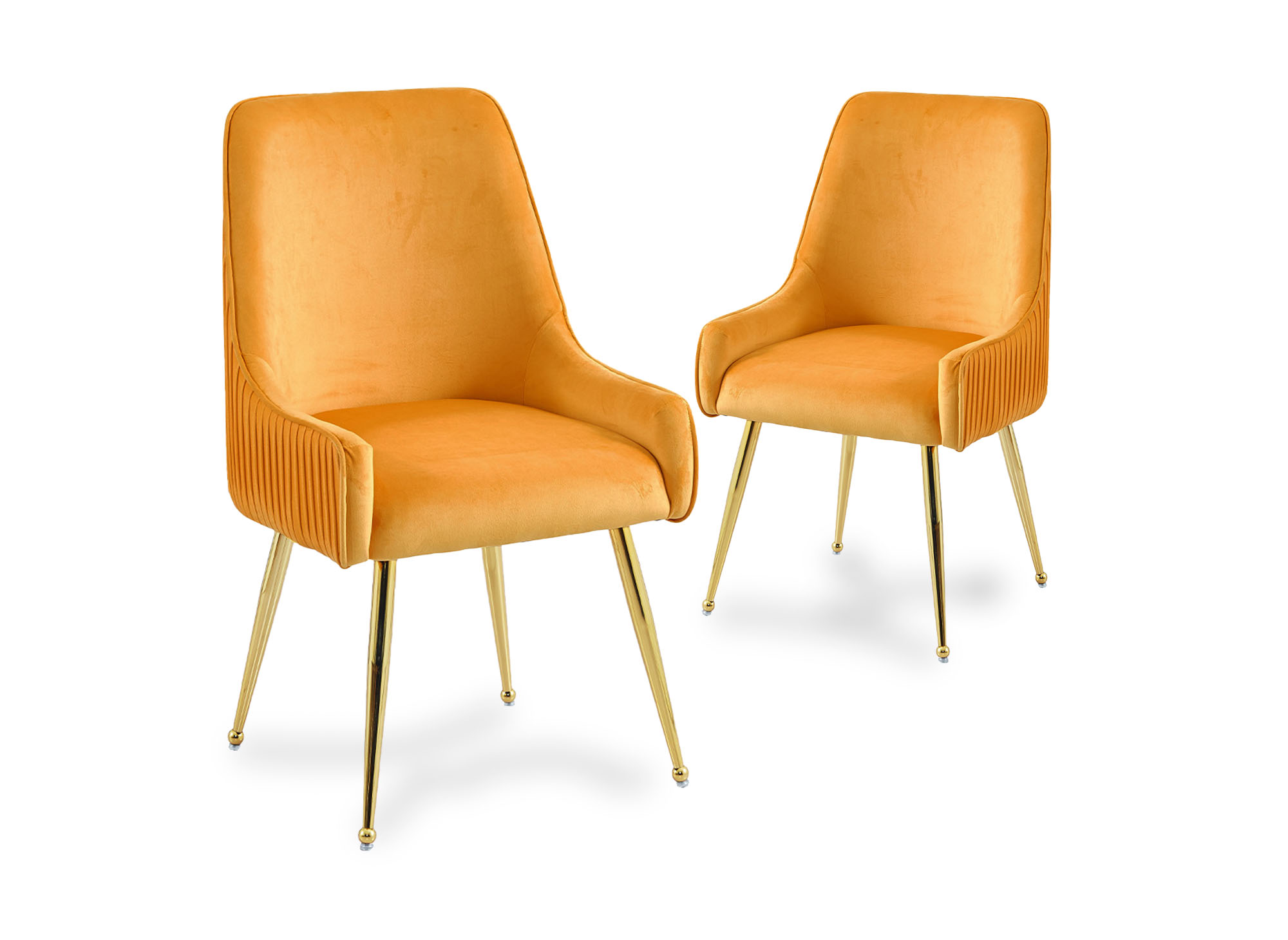 Lot de 2 chaises en velours moutarde pieds en métal doré DORY