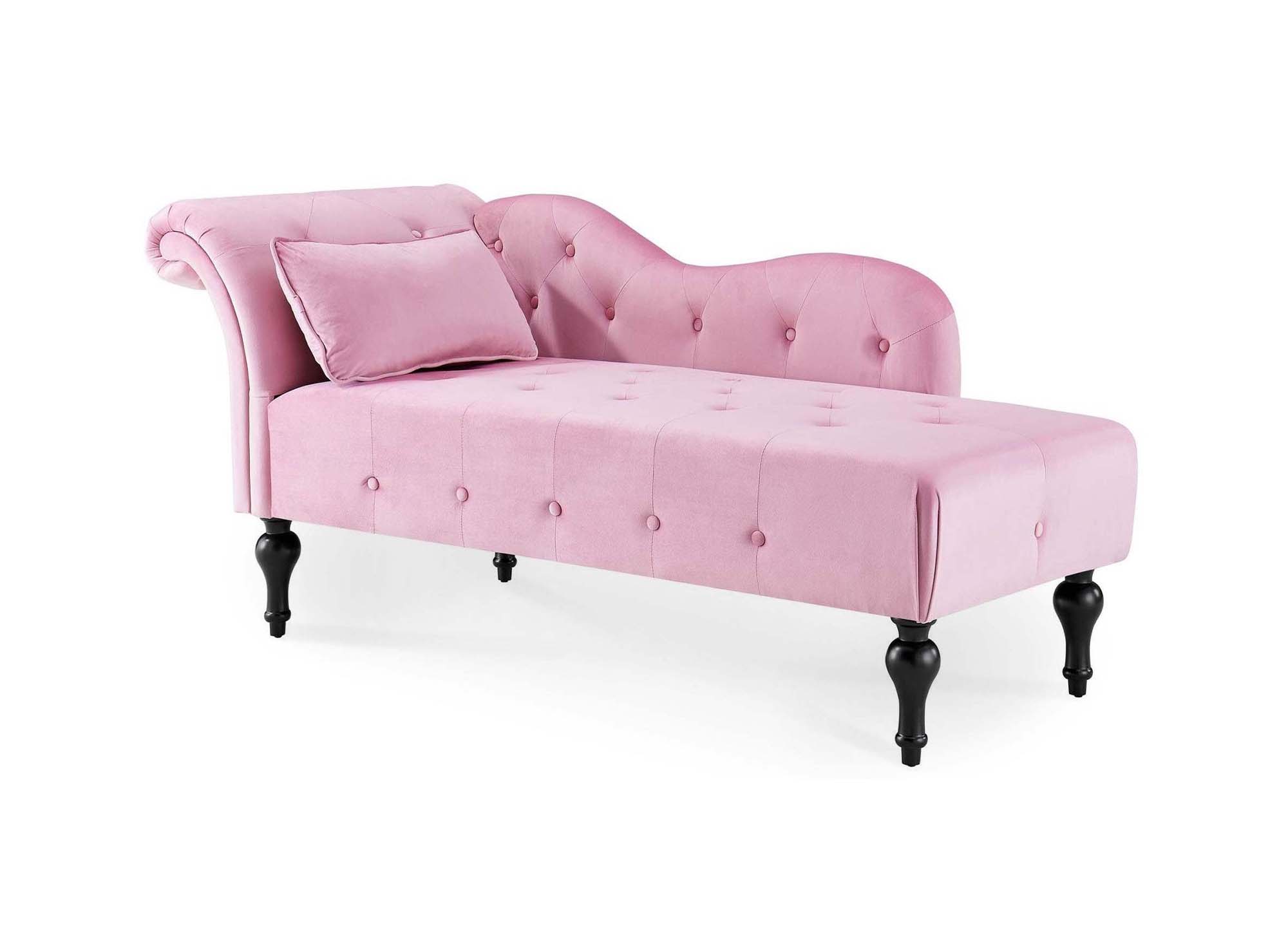 Méridienne capitonné en velours rose SHIMA – Angle Droit