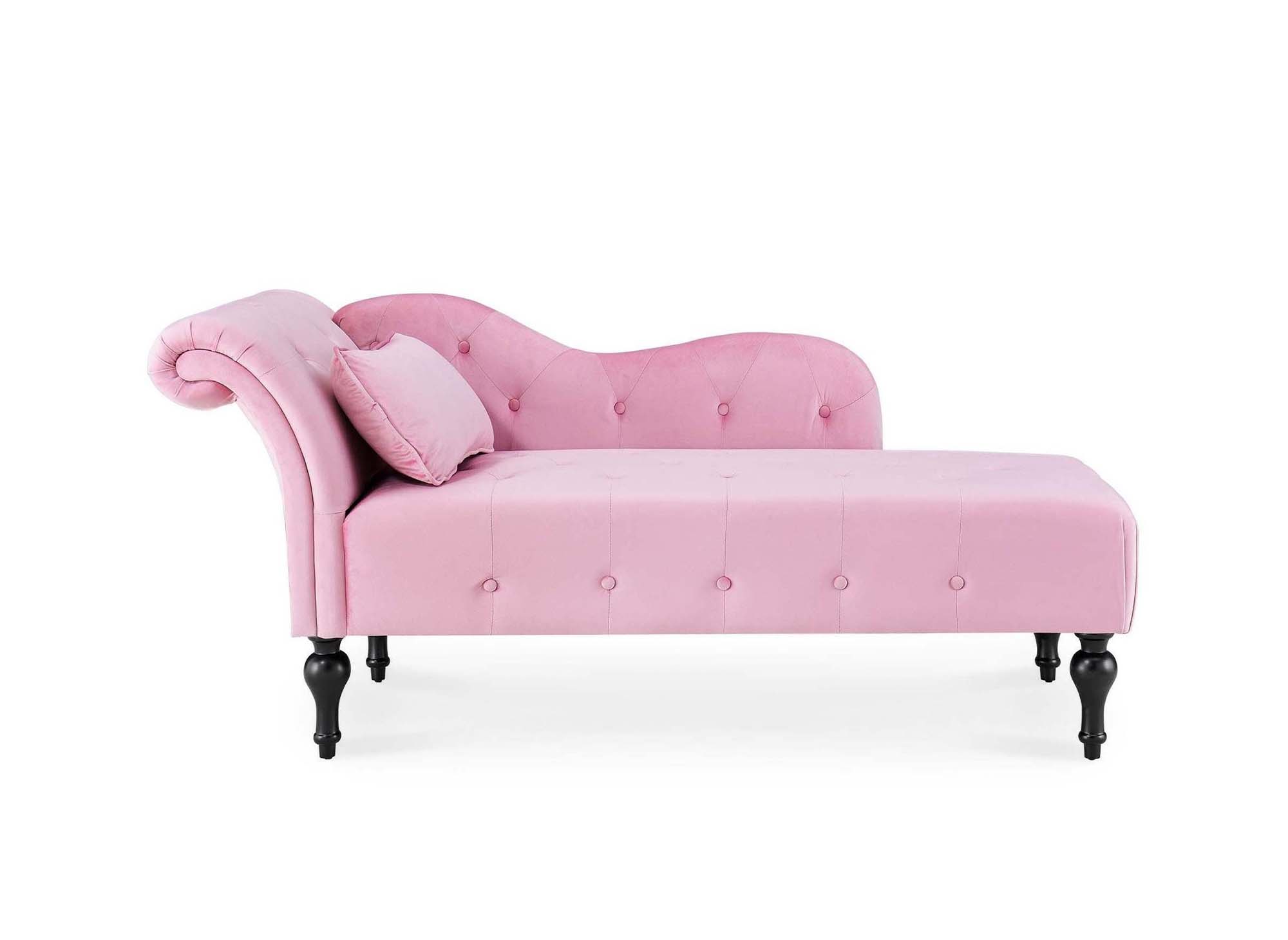 Méridienne capitonné en velours rose SHIMA – Angle Droit