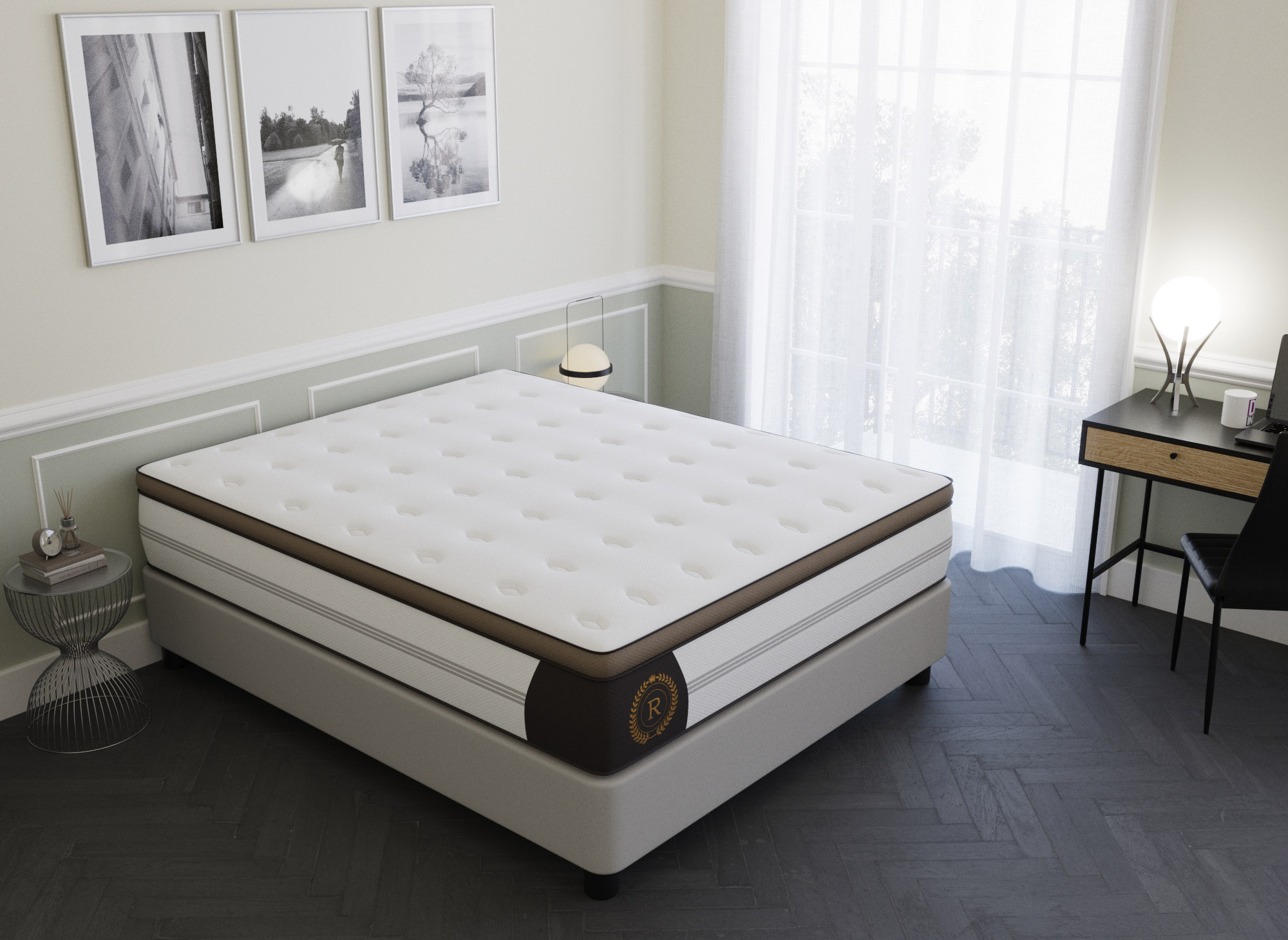 Matelas hybride ROYAL LUX 160 x 200 cm ressorts ensachés et mémoire de forme épaisseur 31 cm