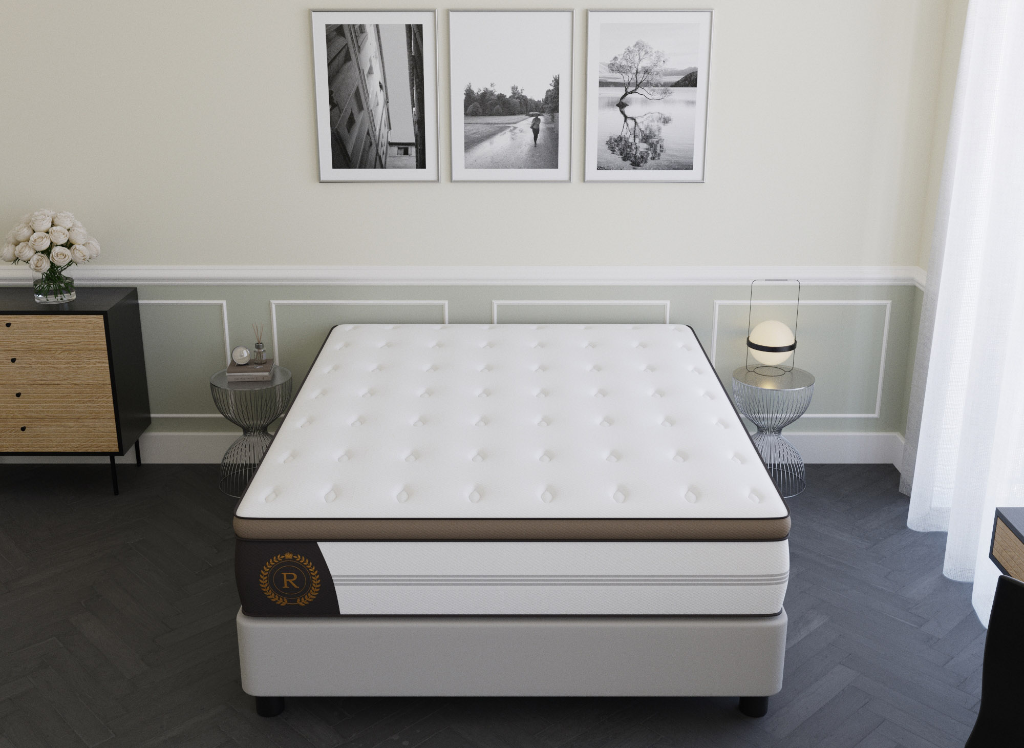 Matelas hybride ROYAL LUX 160 x 200 cm ressorts ensachés et mémoire de forme épaisseur 31 cm