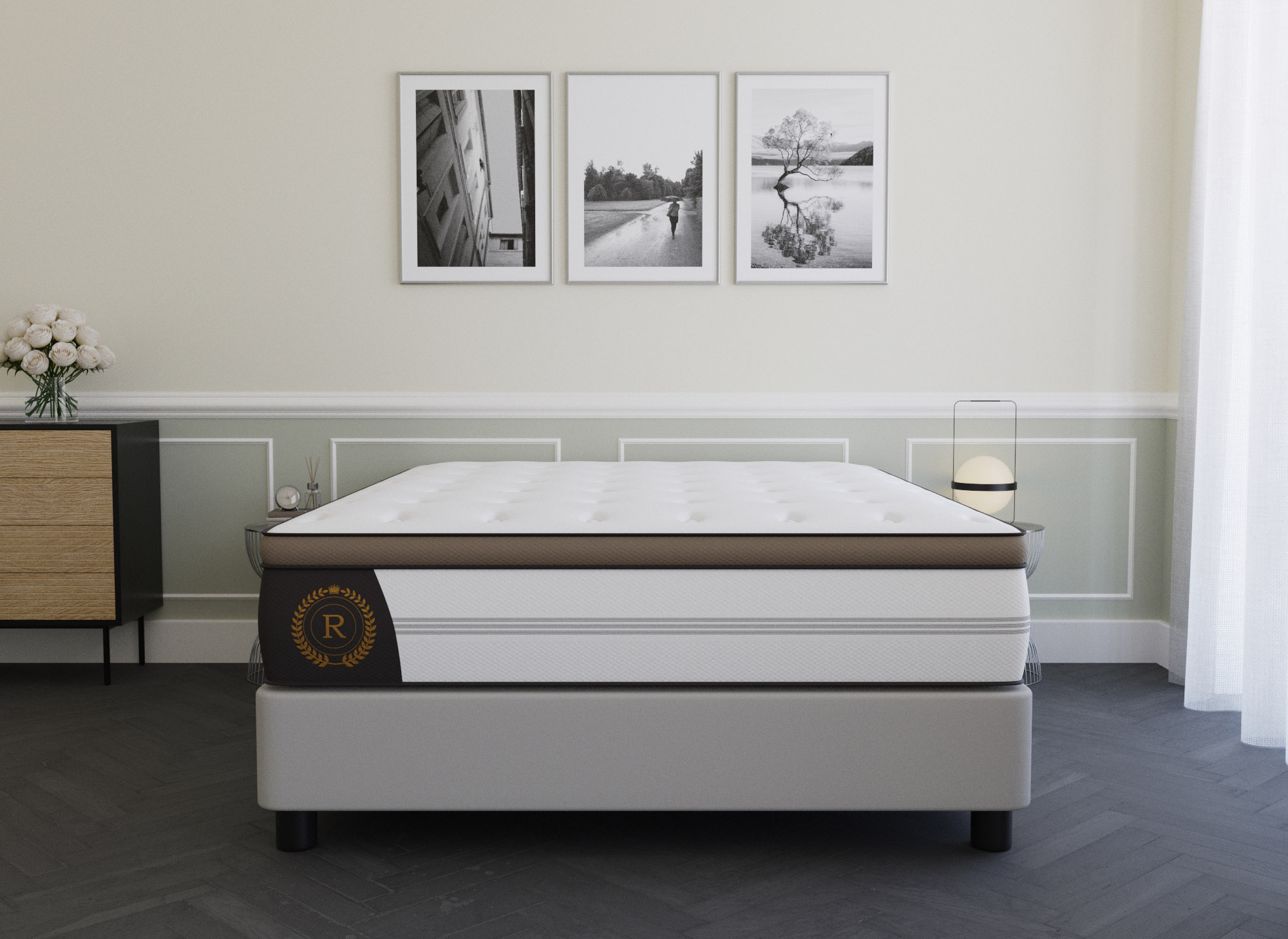 Matelas hybride ROYAL LUX 180 x 200 cm ressorts ensachés et mémoire de forme épaisseur 31 cm