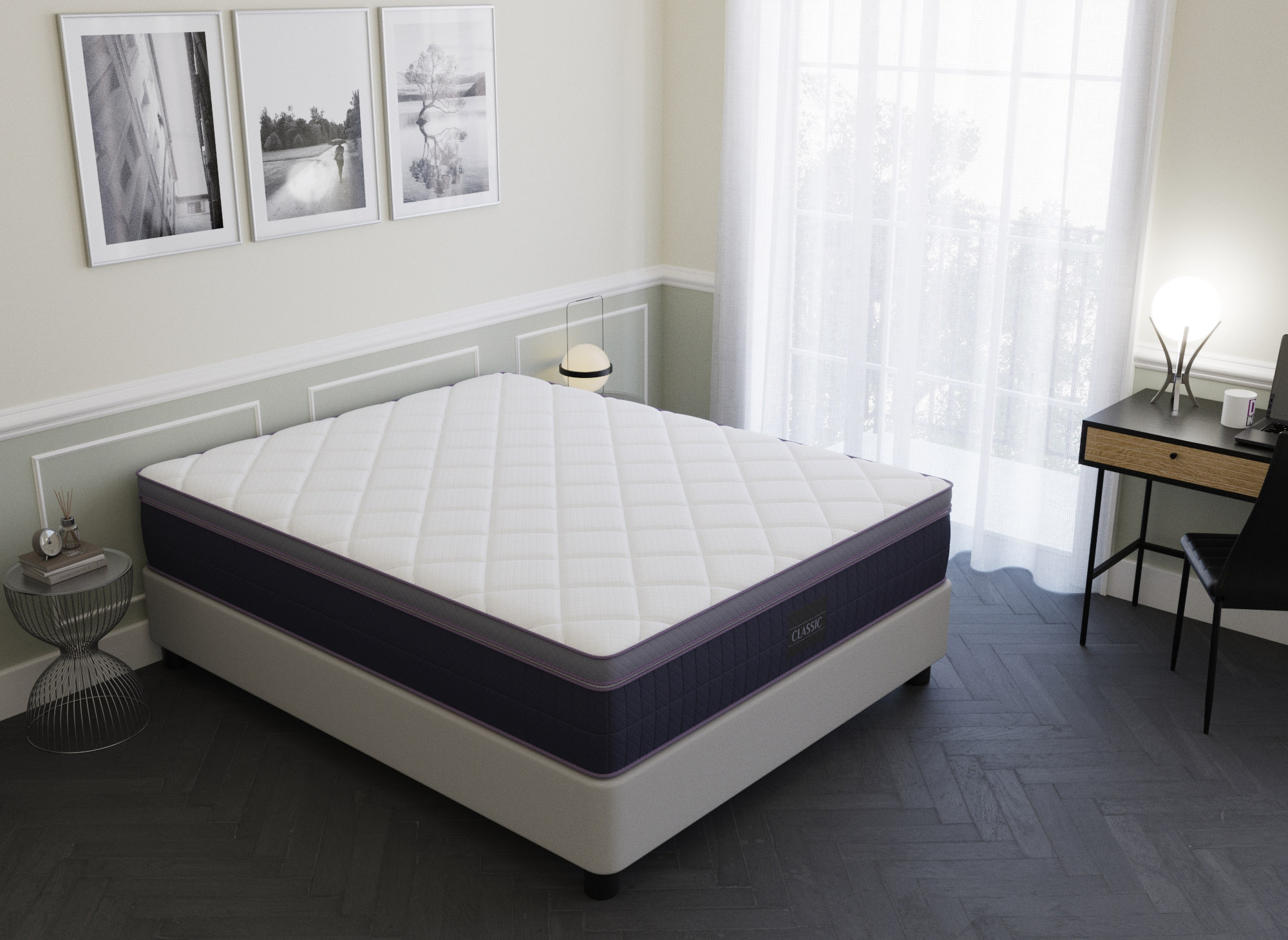 Matelas hybride CLASSIC 180 x 200 cm ressorts ensachés et mémoire de forme épaisseur 31 cm