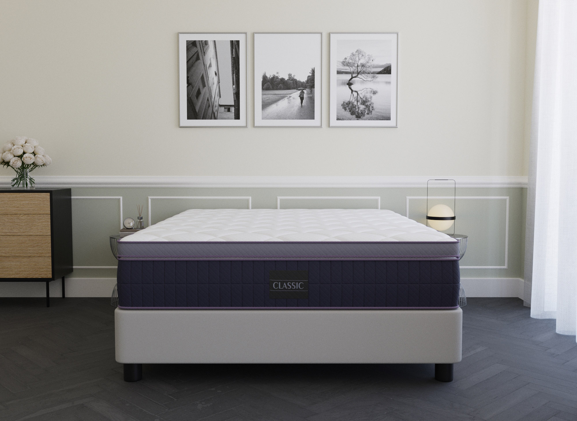 Matelas hybride CLASSIC 160 x 200 cm ressorts ensachés et mémoire de forme épaisseur 31 cm