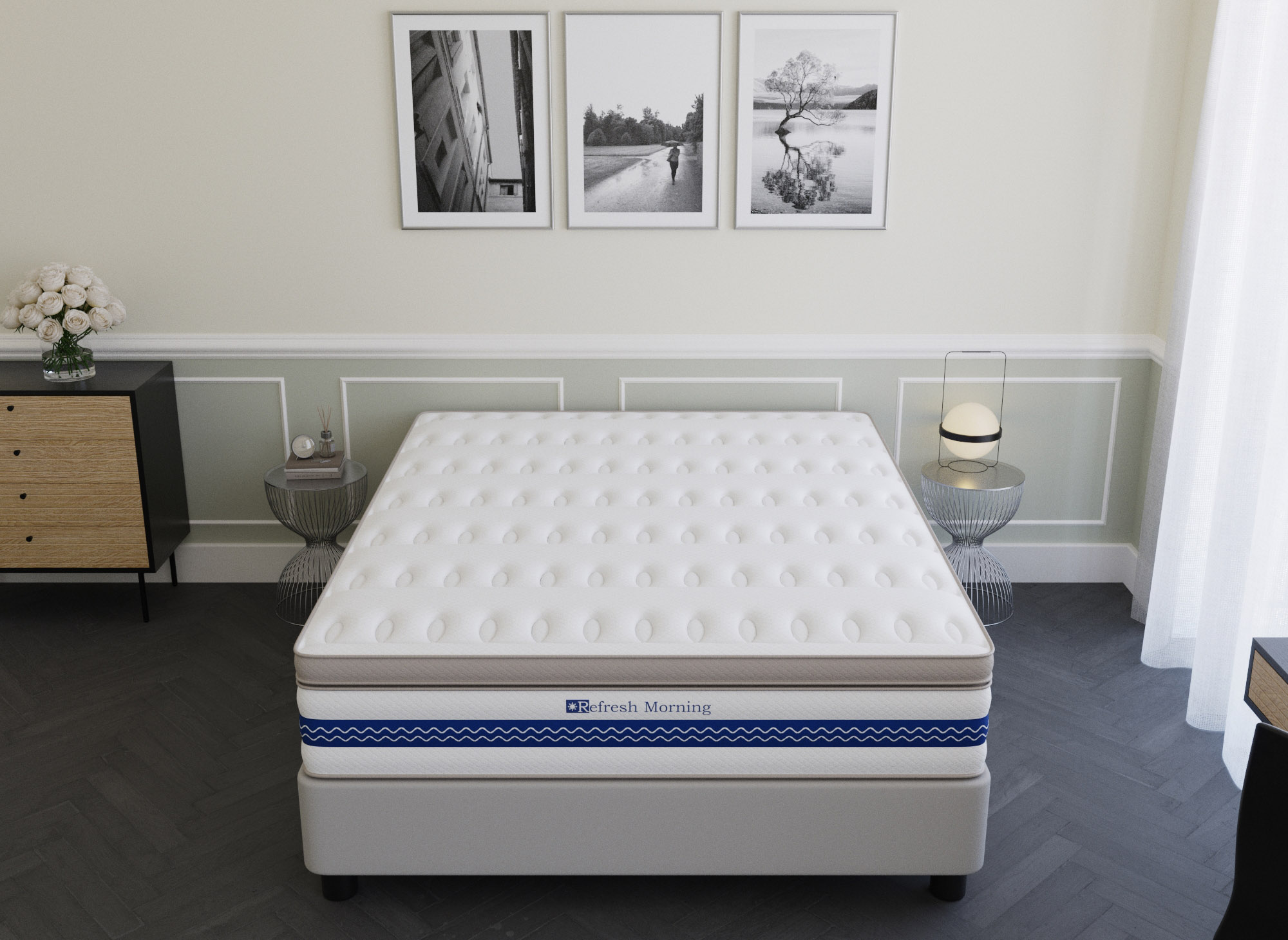 Matelas hybride REFRESH 140 x 190 cm ressorts ensachés et mémoire de forme épaisseur 32 cm