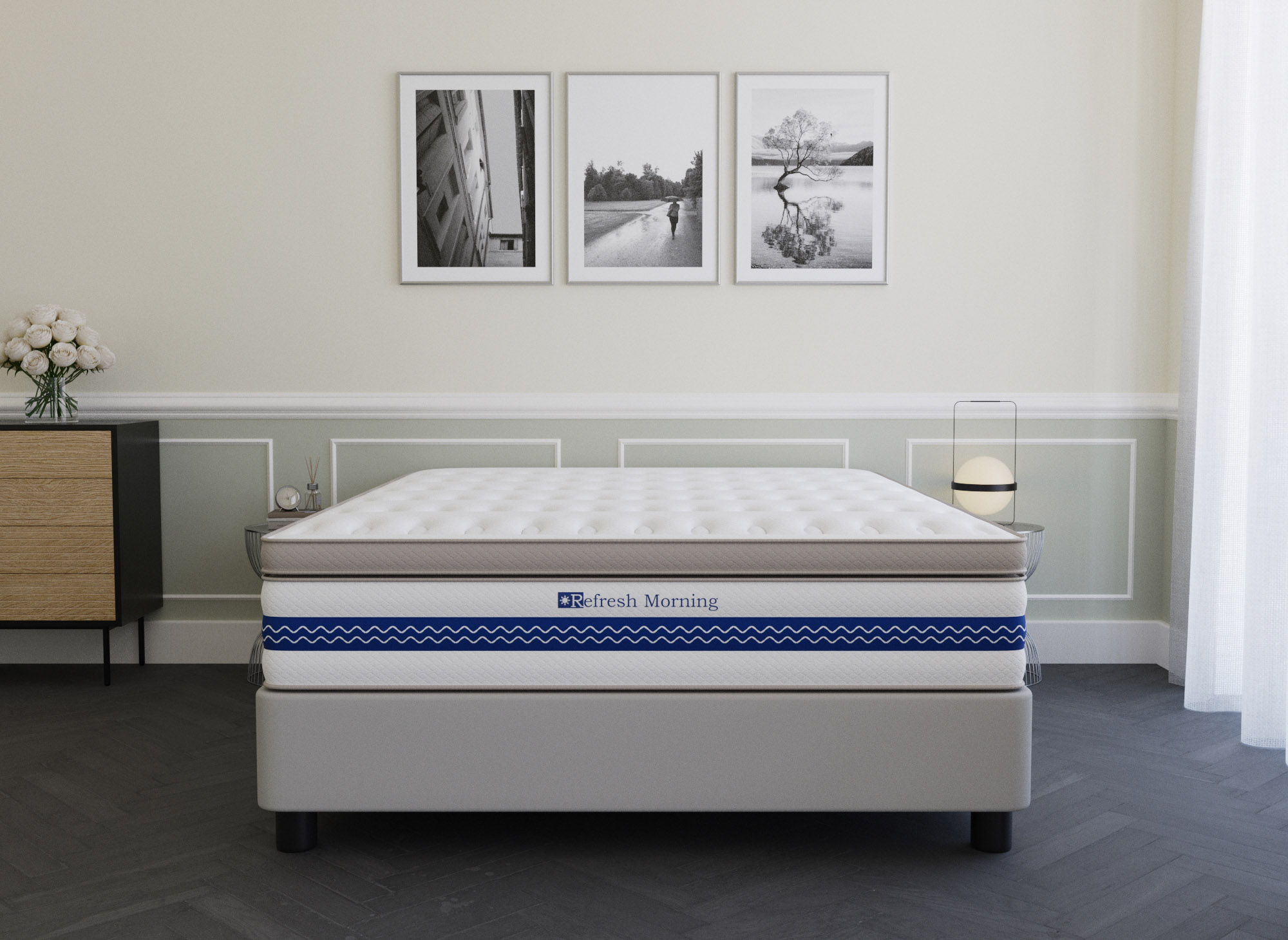 Matelas hybride REFRESH 140 x 190 cm ressorts ensachés et mémoire de forme épaisseur 32 cm