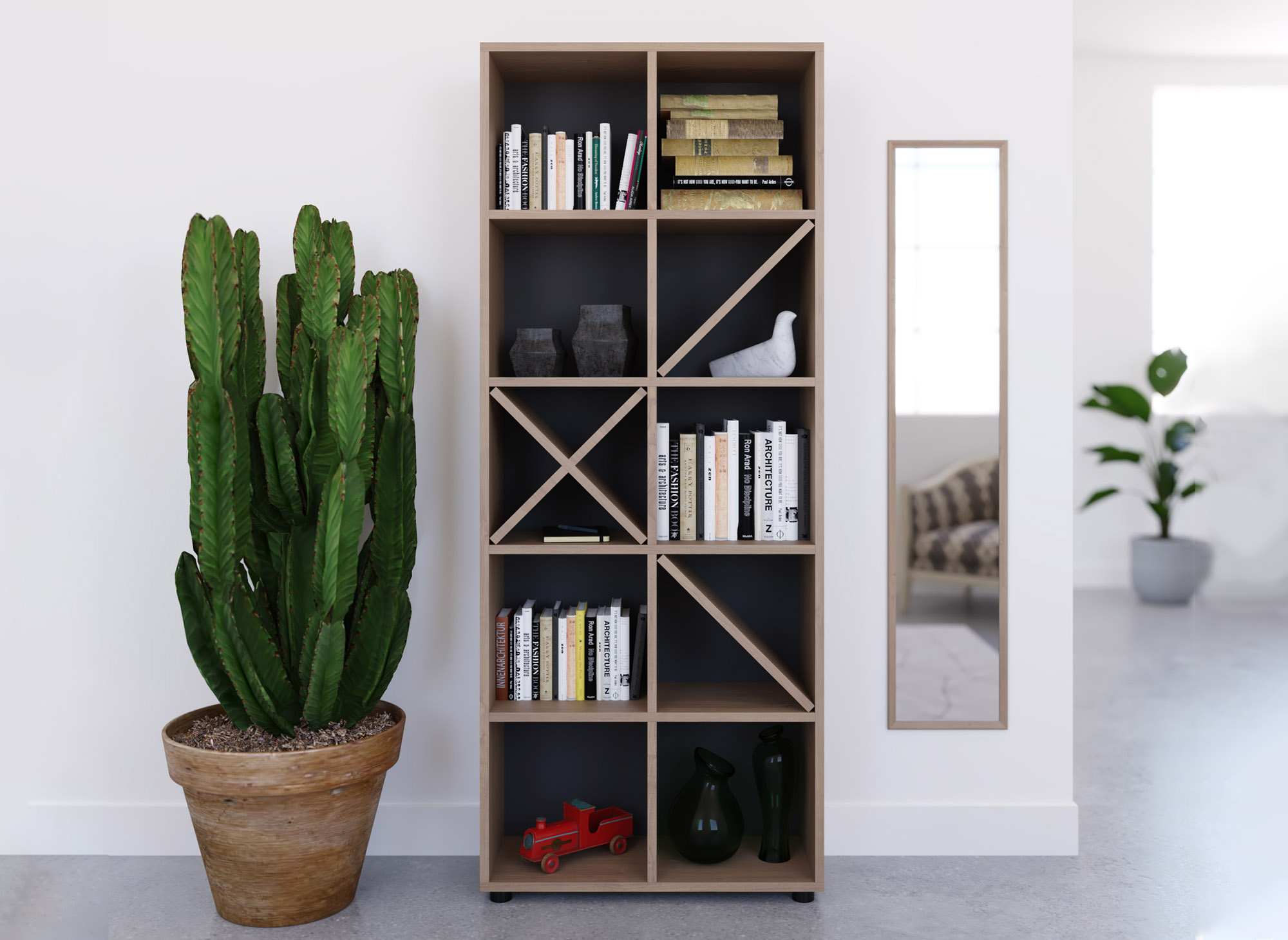Bibliothèque design couleur chêne 188 cm FAUSTINE