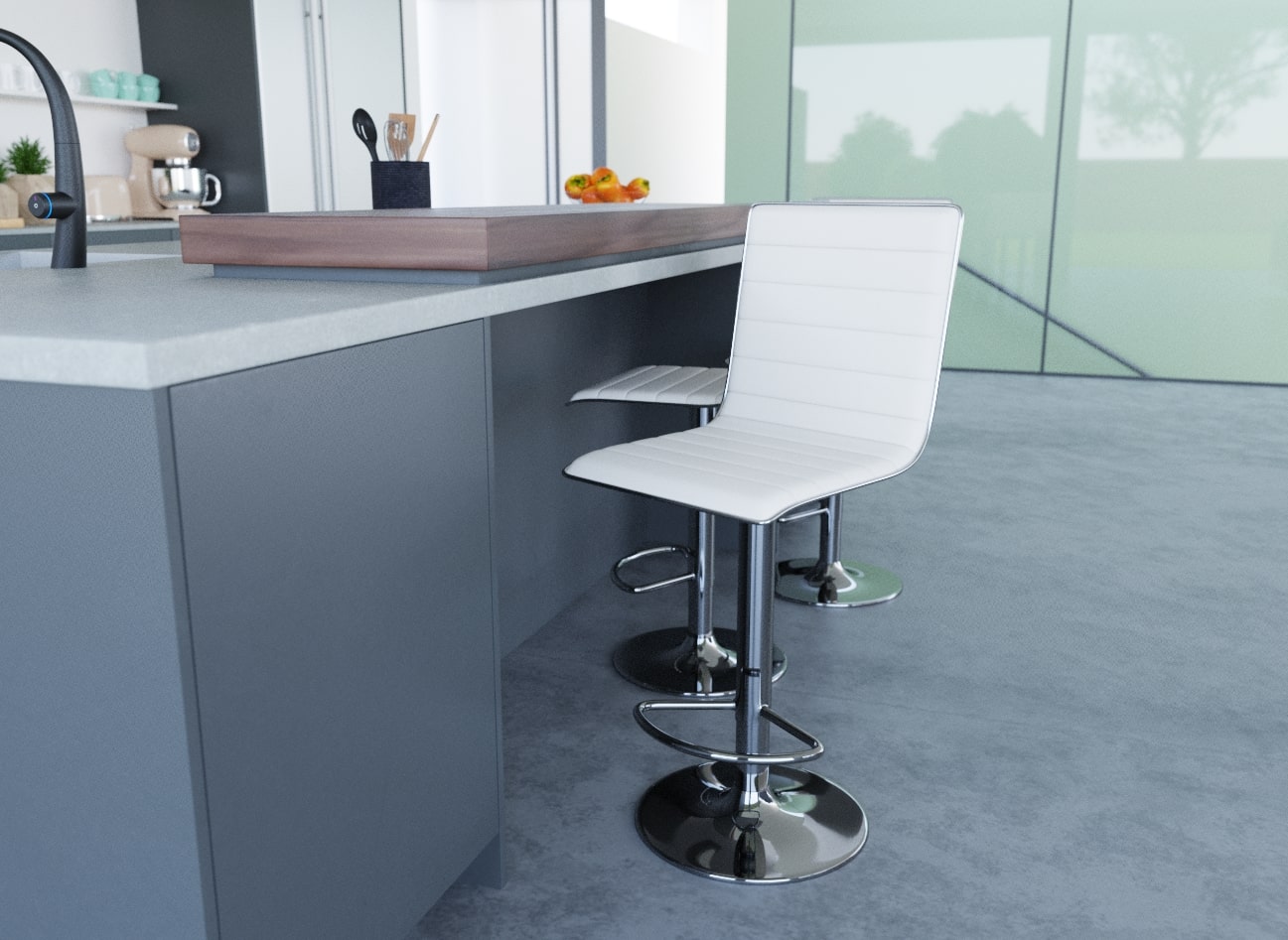 Lot de 2 tabourets de bar blanc et noir LOCAS
