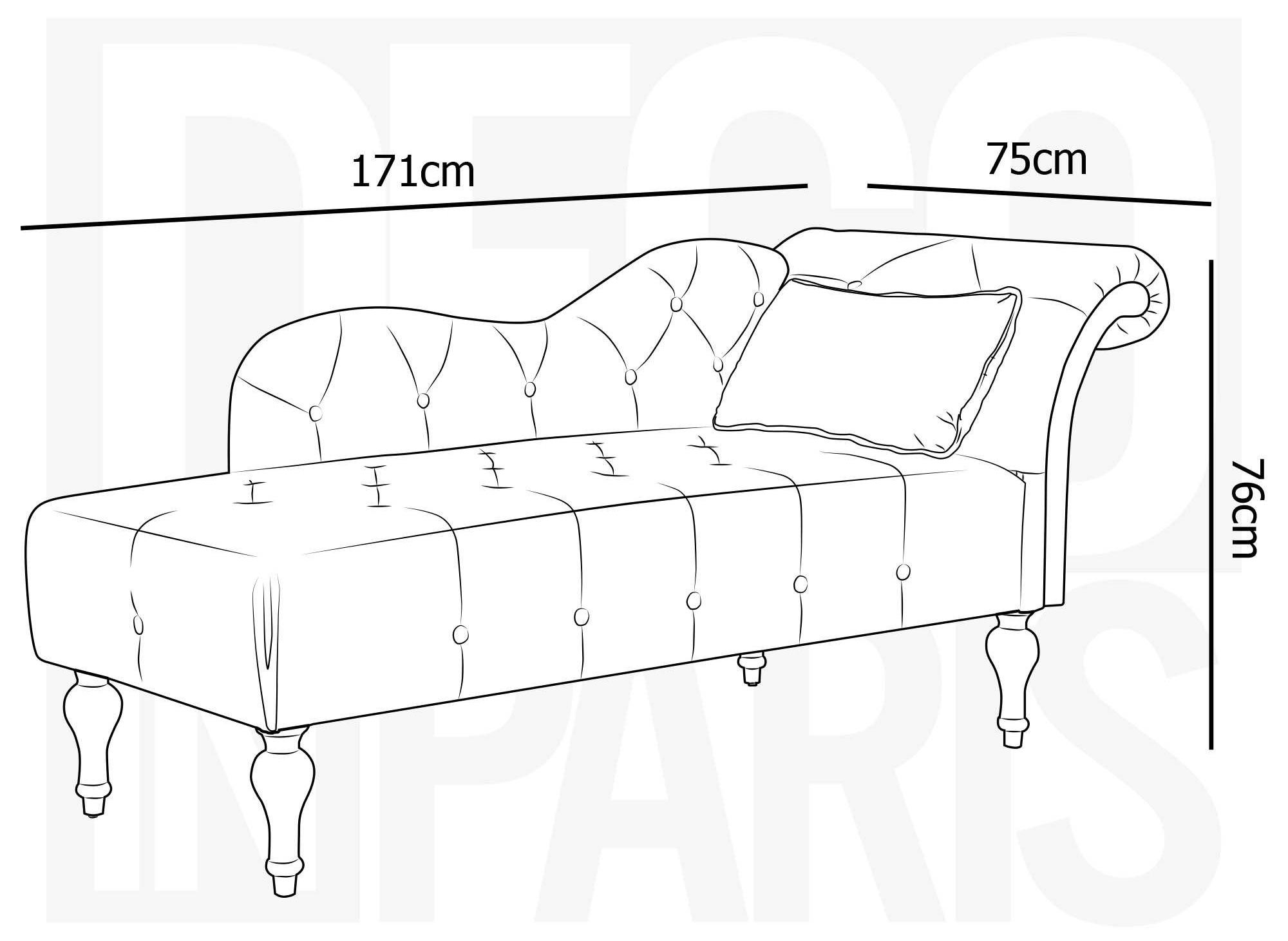Méridienne capitonné en velours beige SHIMA – Angle Gauche