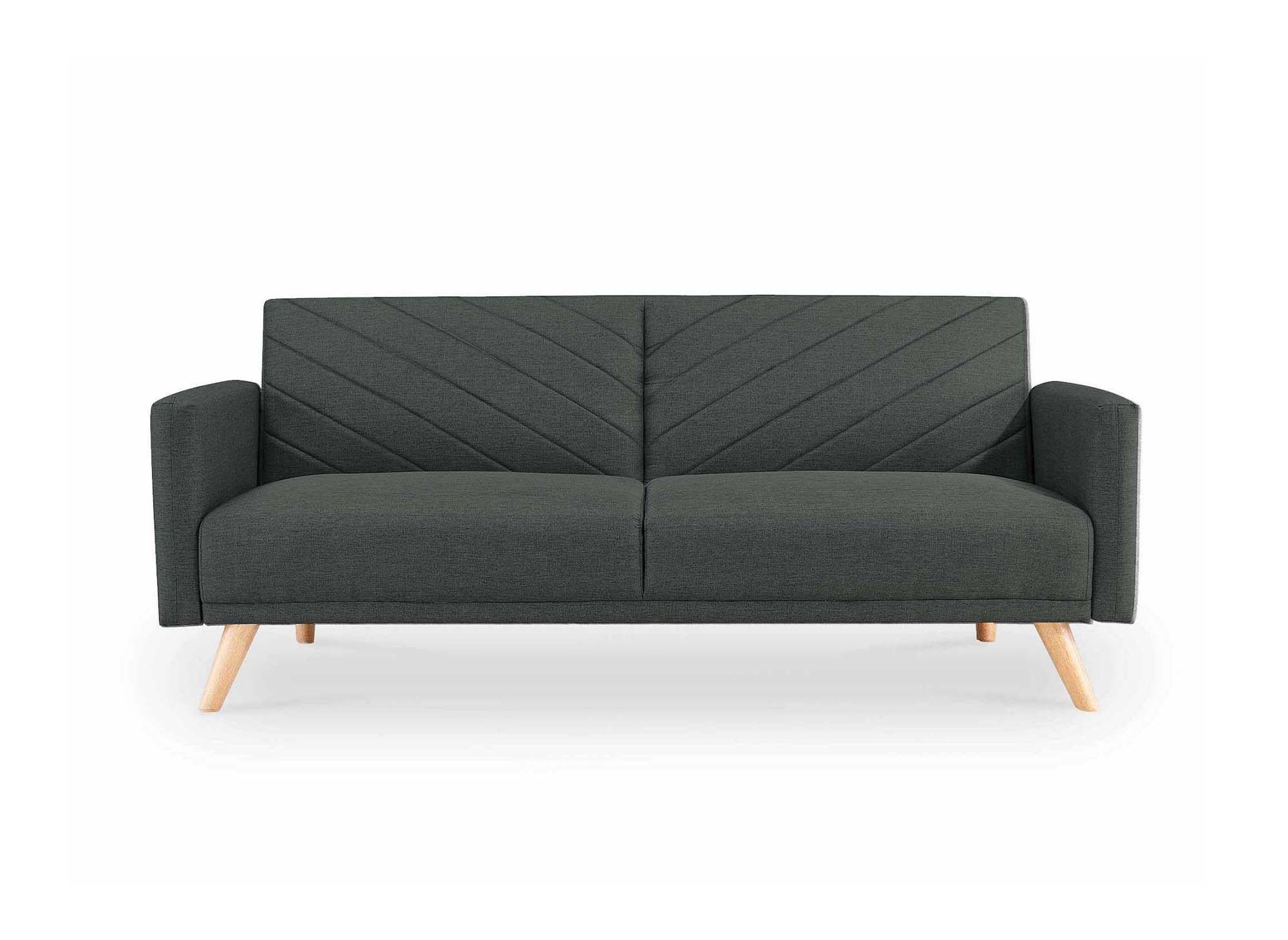 Canapé 3 places convertible scandinave en tissu gris foncé BALDER