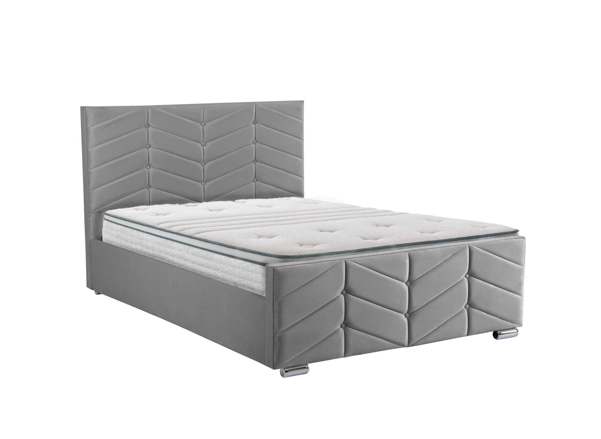 Lit avec sommier relevable et coffre en velours gris 140x190 cm PALMA