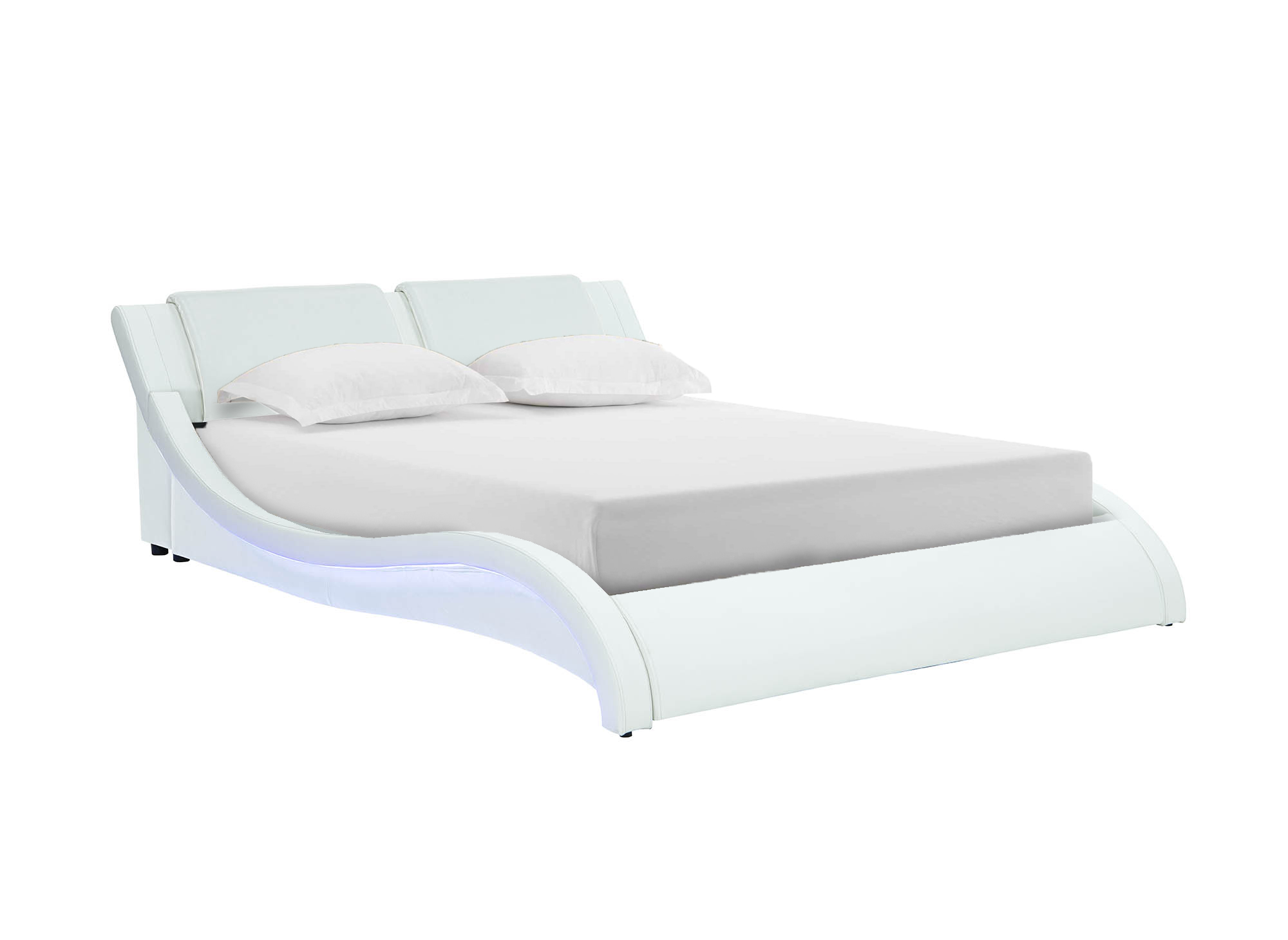 Lit en simili cuir blanc avec LED 140x190 cm ZEDA