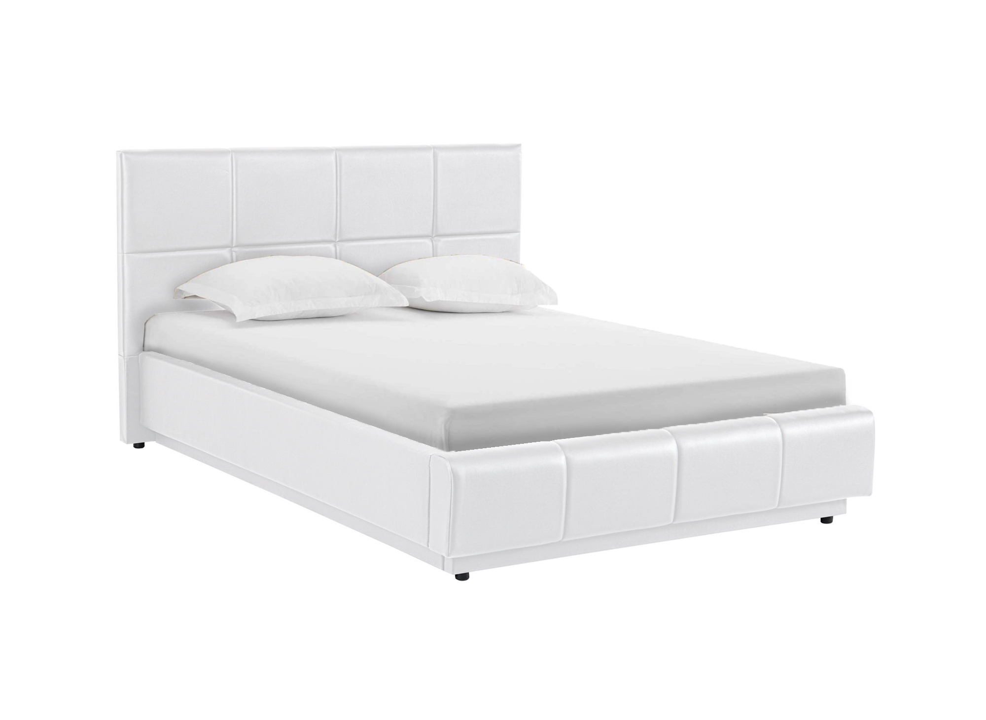 Lit coffre en simili cuir blanc avec LED 140x190 cm DIVINE