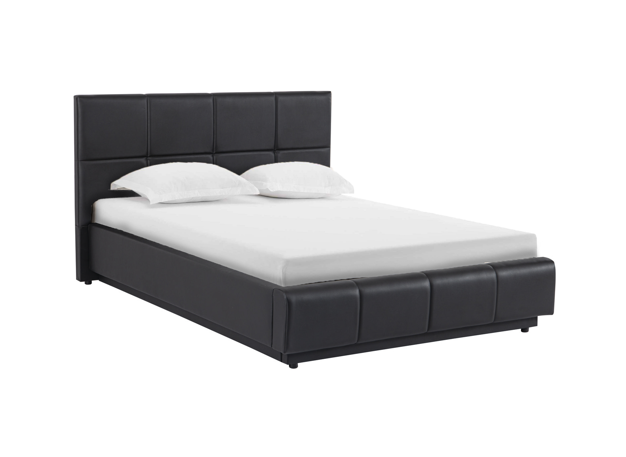 Lit coffre en simili cuir noir avec LED 160x200 cm DIVINE