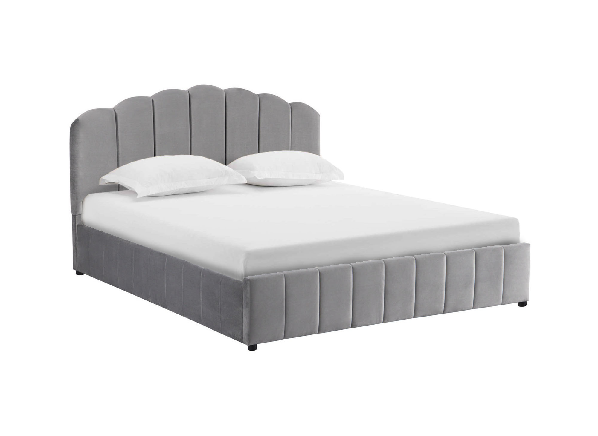 Lit coffre en velours gris 160x200 cm ELVIRA