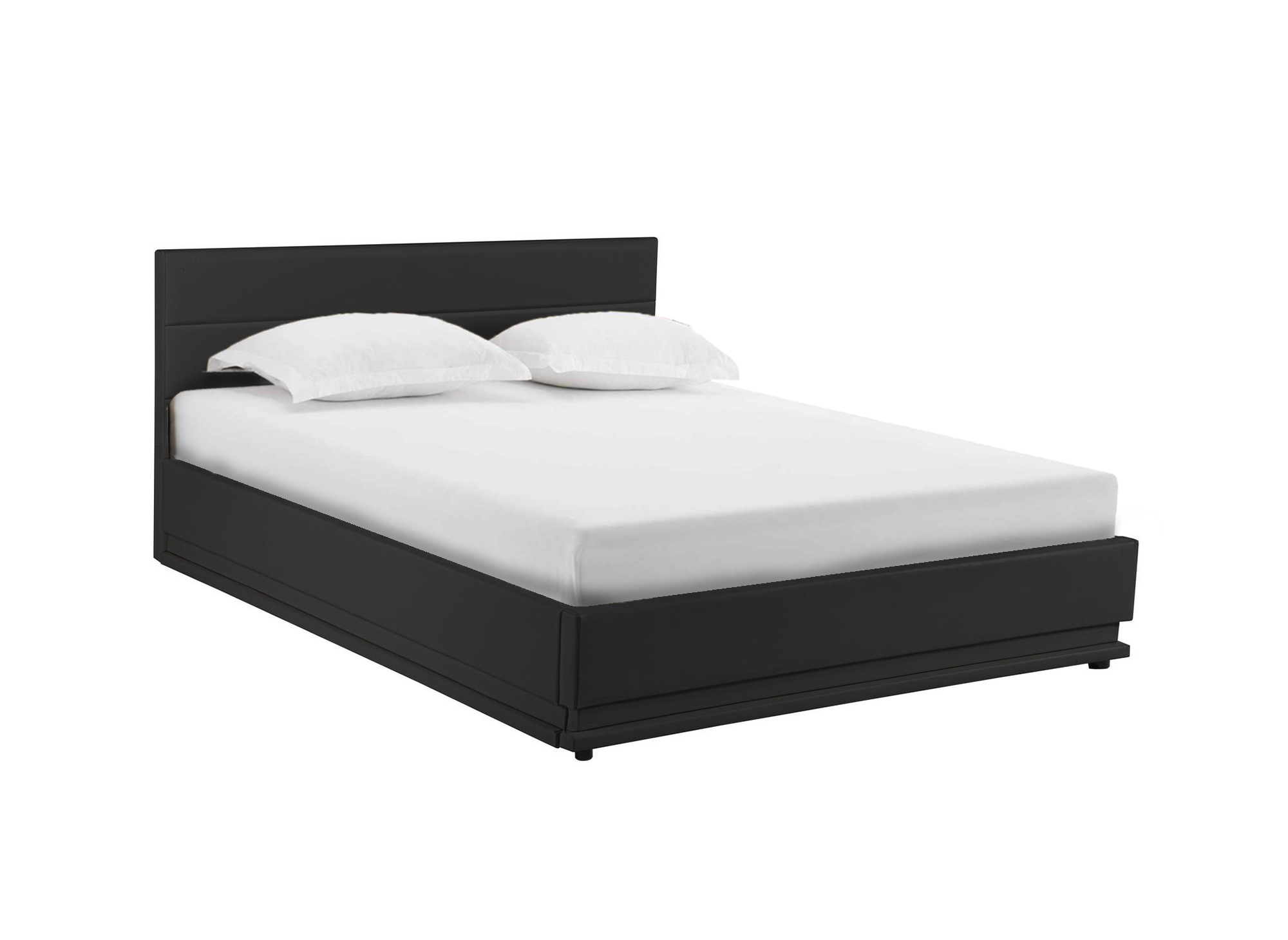Lit coffre en simili cuir noir avec LED 140x190 cm ELENCE