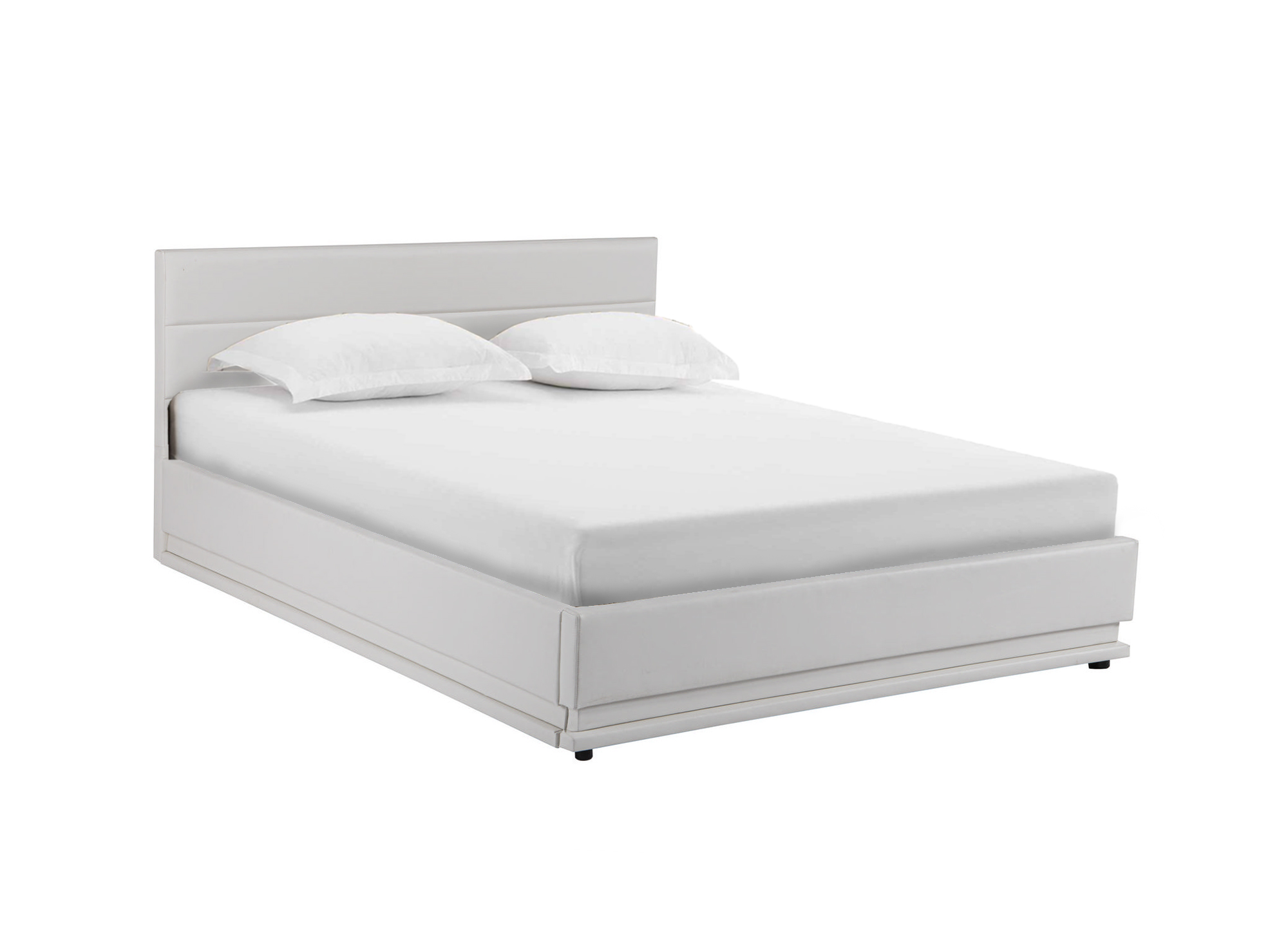 Lit coffre en simili cuir blanc avec LED 160x200 cm ELENCE