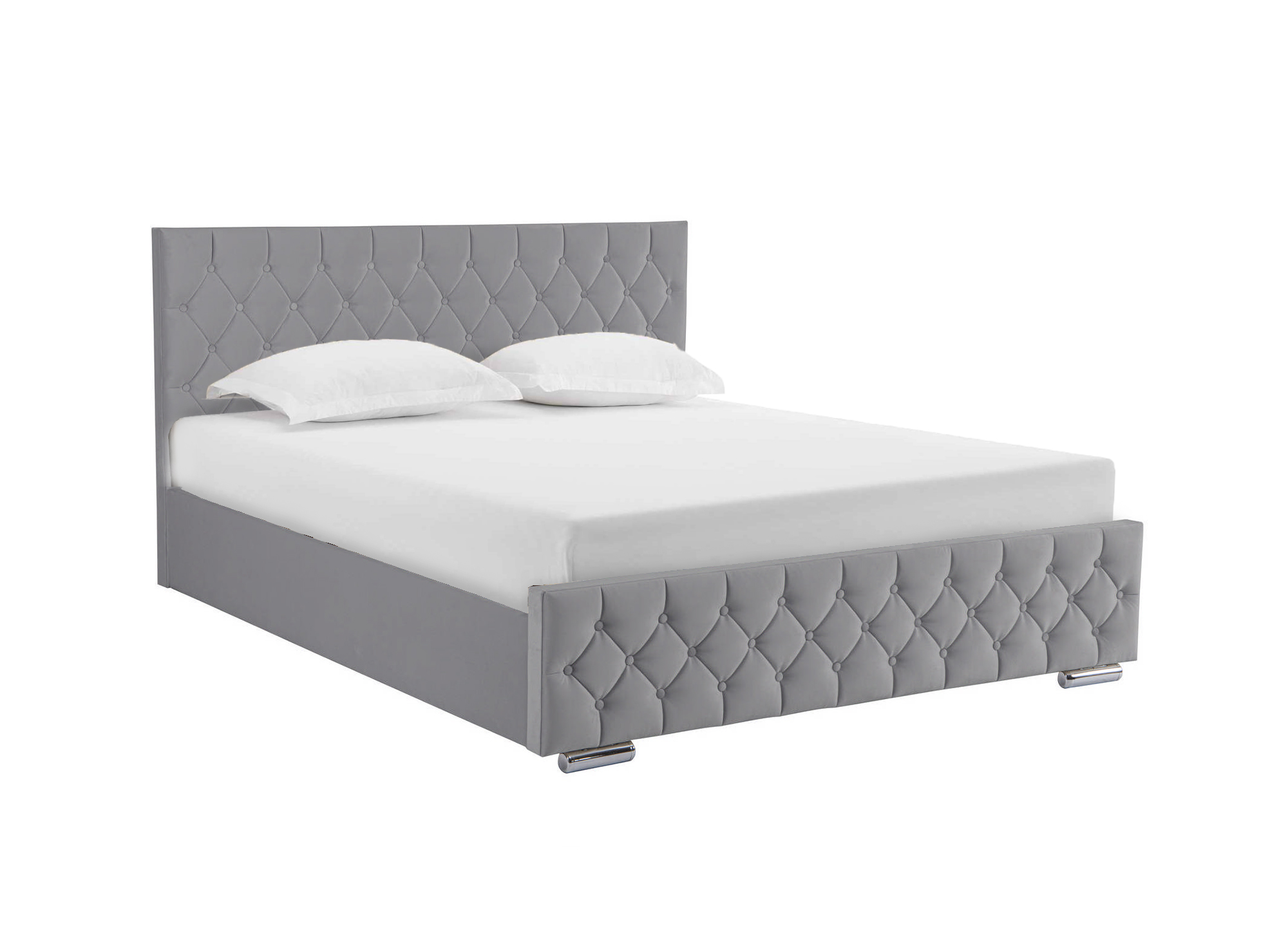 Lit coffre en velours gris 160x200 cm KAPITON