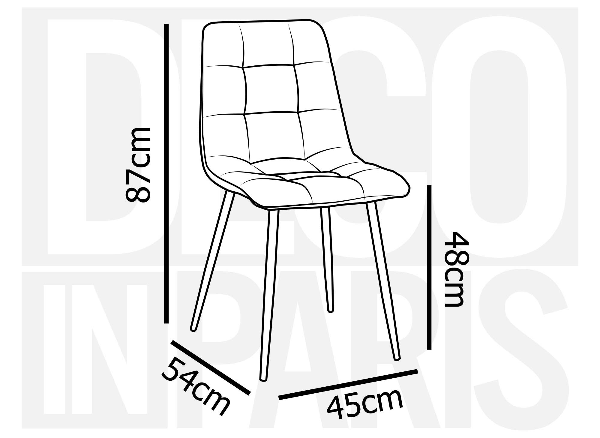Lot de 4 chaises en tissu gris clair capitonné JEREMI