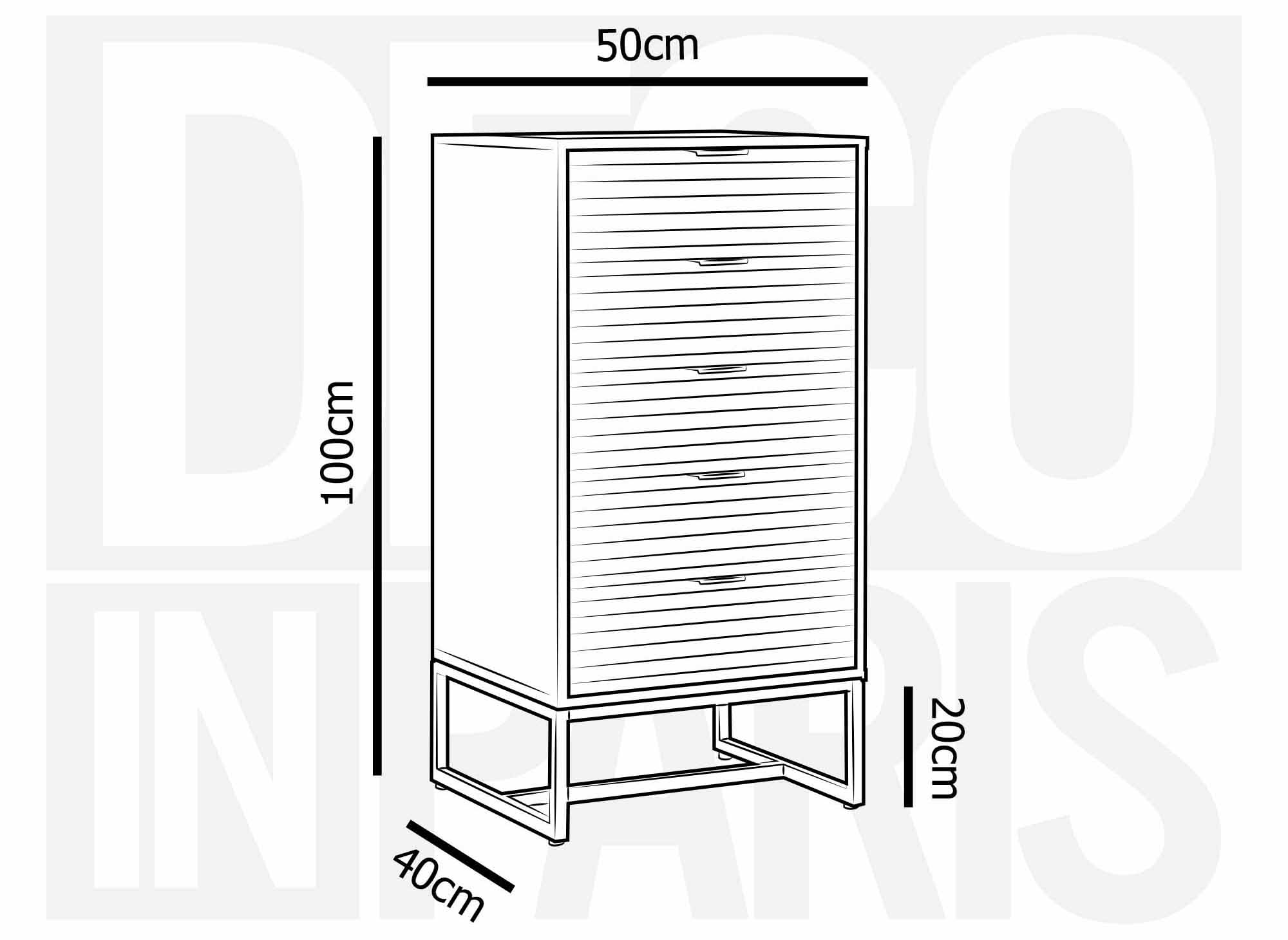 Commode 5 tiroirs en bois clair et métal noir TISSIA