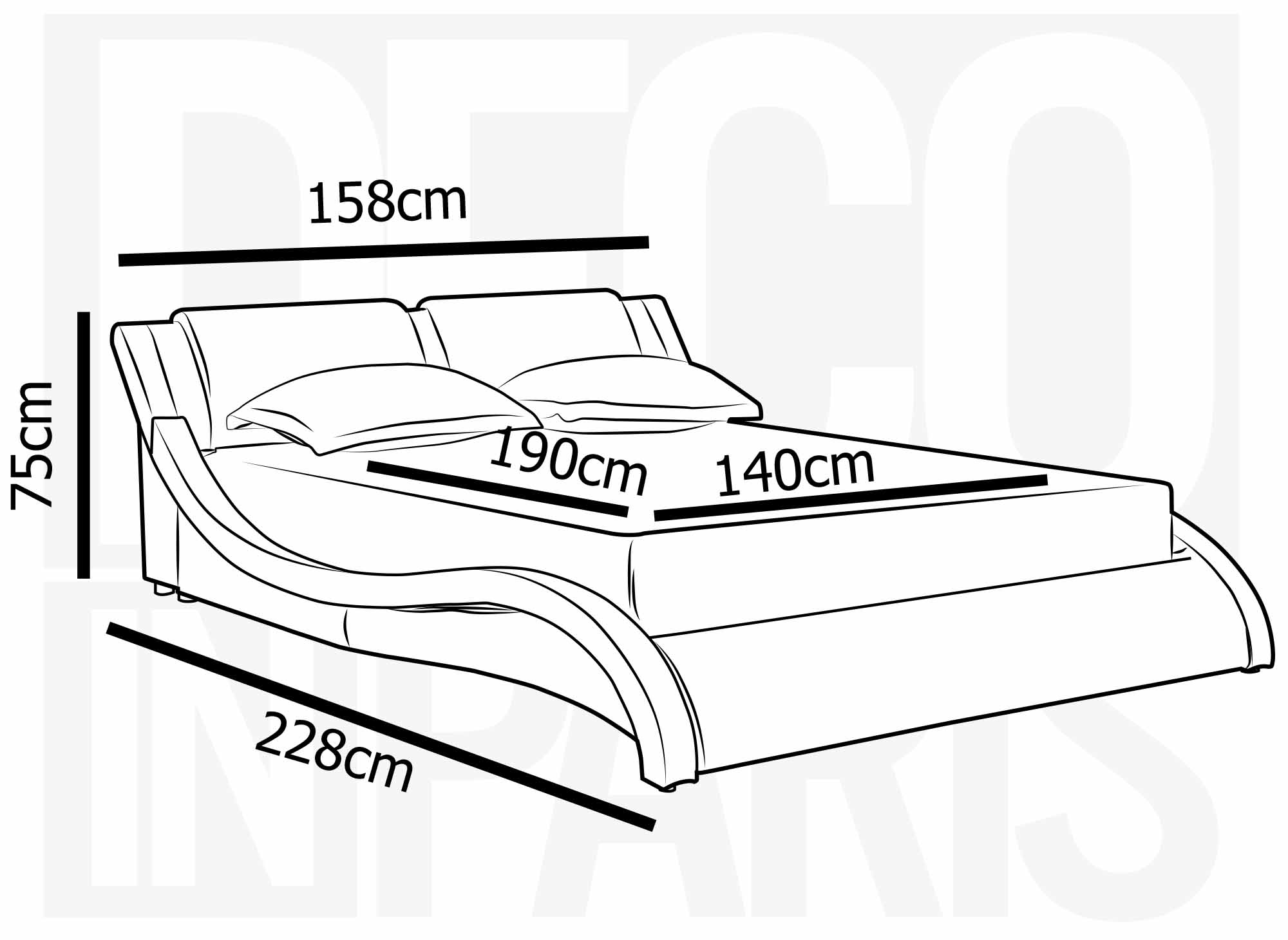 Lit en simili cuir noir et blanc avec LED 140x190 cm ZEDA