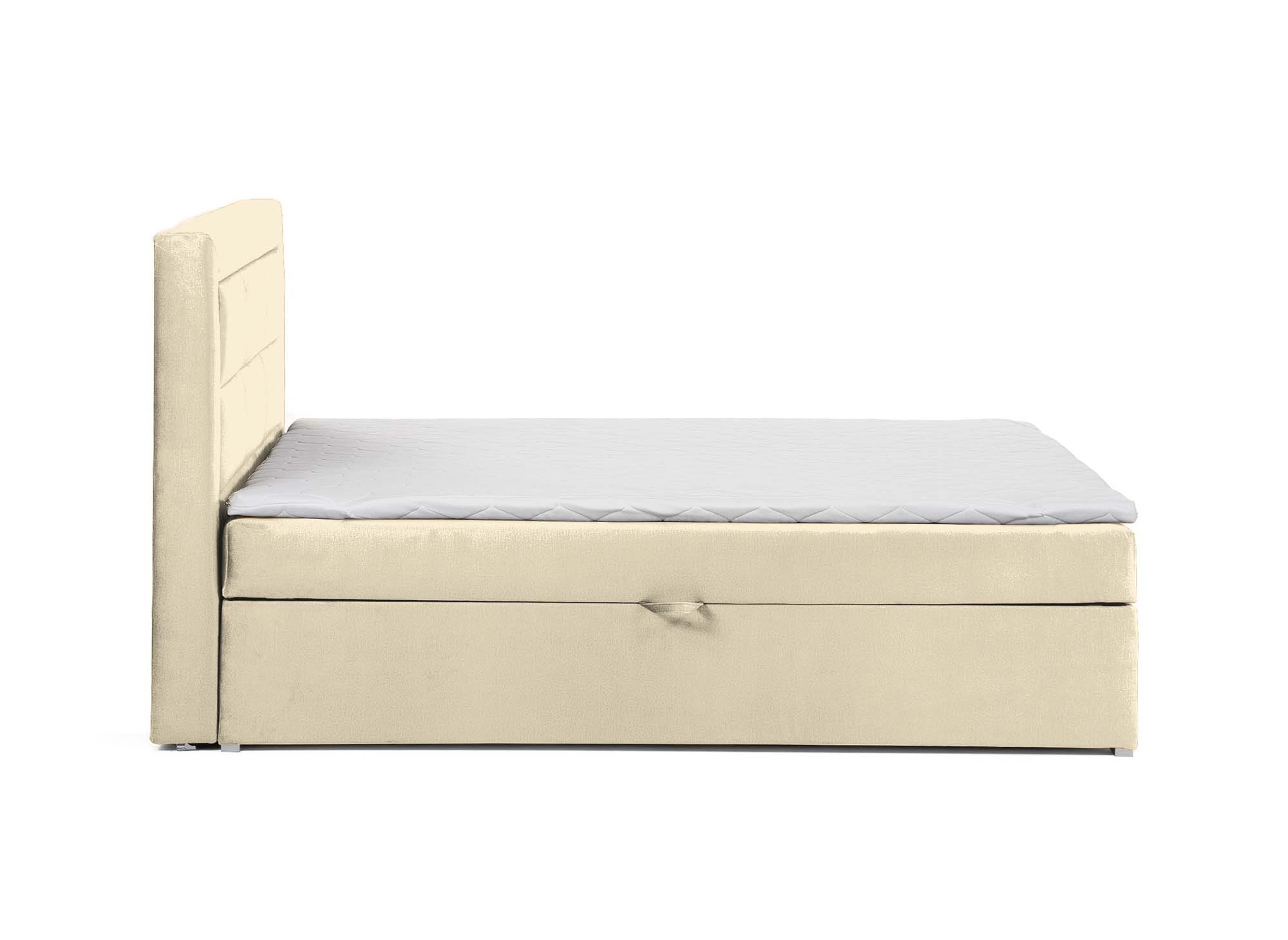 Lit boxspring 140x200 avec coffre de rangement en velours beige DAKOTA