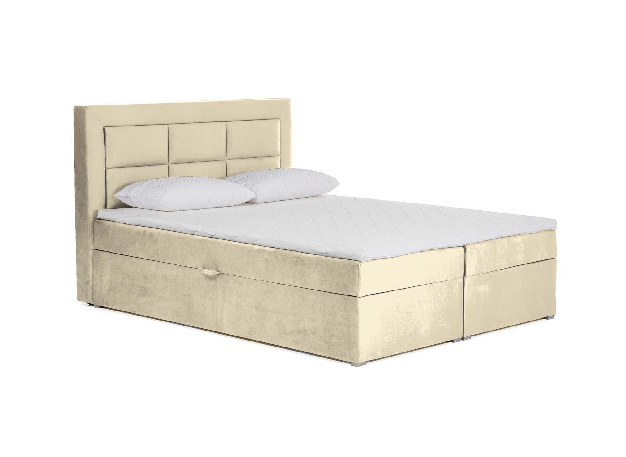 Lit boxspring 160x200 avec coffre de rangement en velours gris DAKOTA