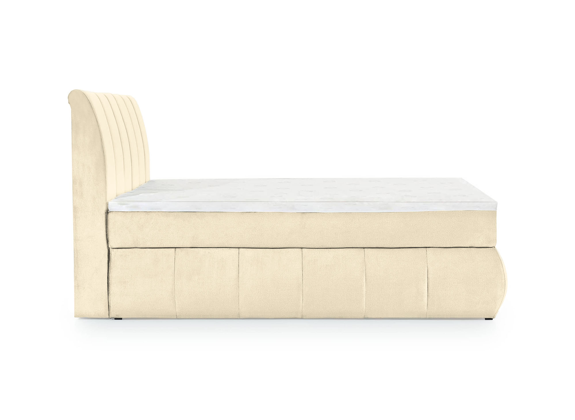 Lit boxspring 160x200 avec coffre de rangement en velours beige VALERIA