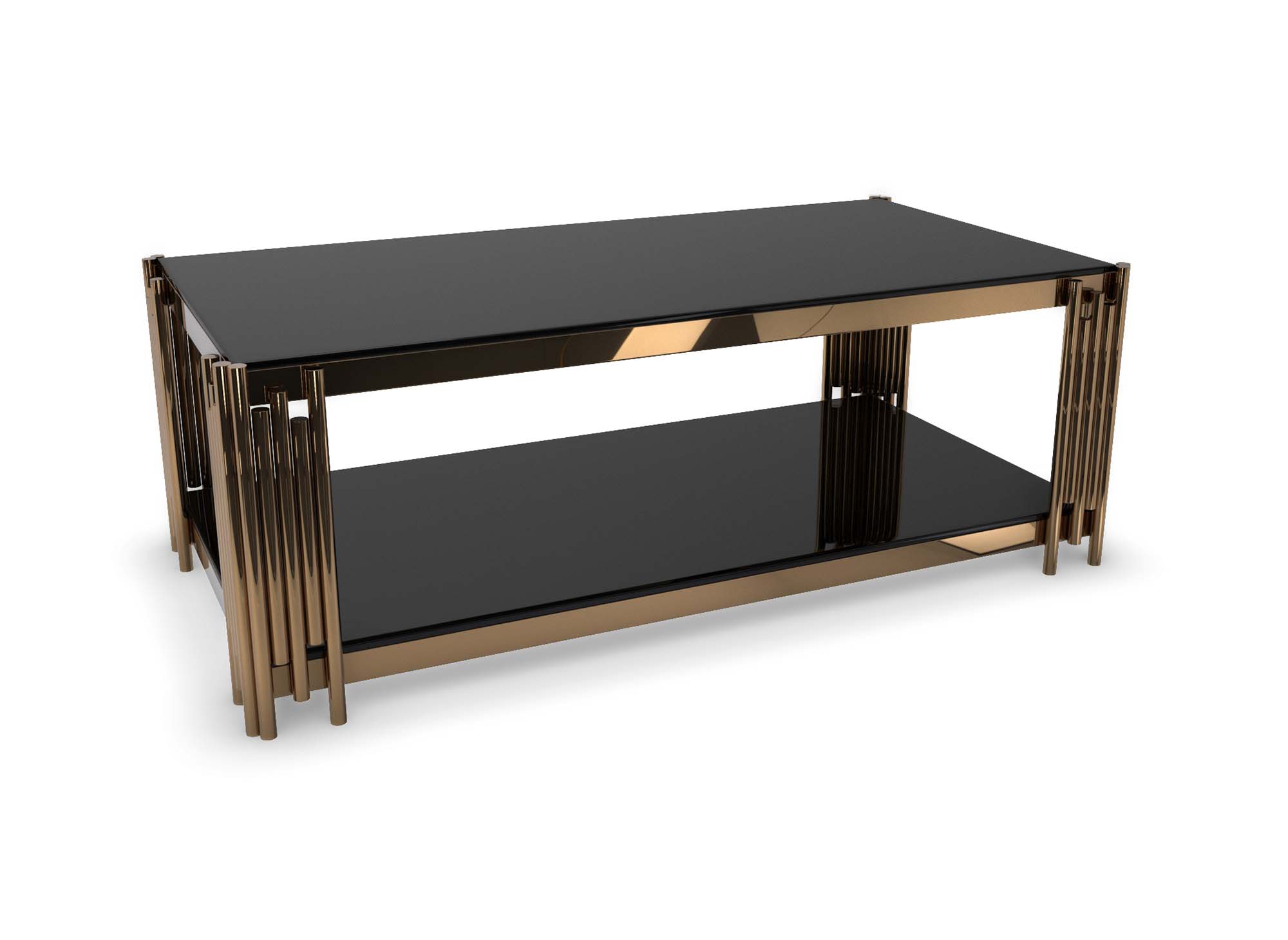 HENU - Table basse en verre et métal - noir