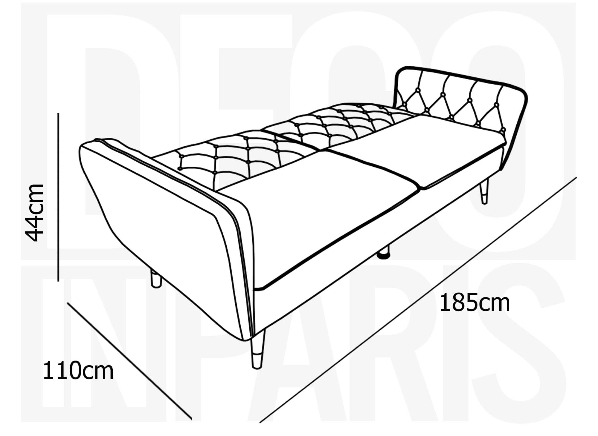 Canapé clic-clac convertible 3 places en tissu velours beige ARIANE