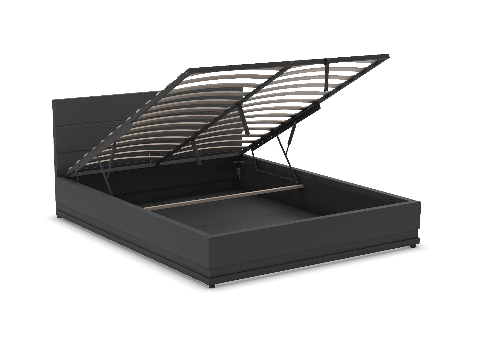 Lit coffre en simili cuir noir avec LED 140x190 cm ELENCE