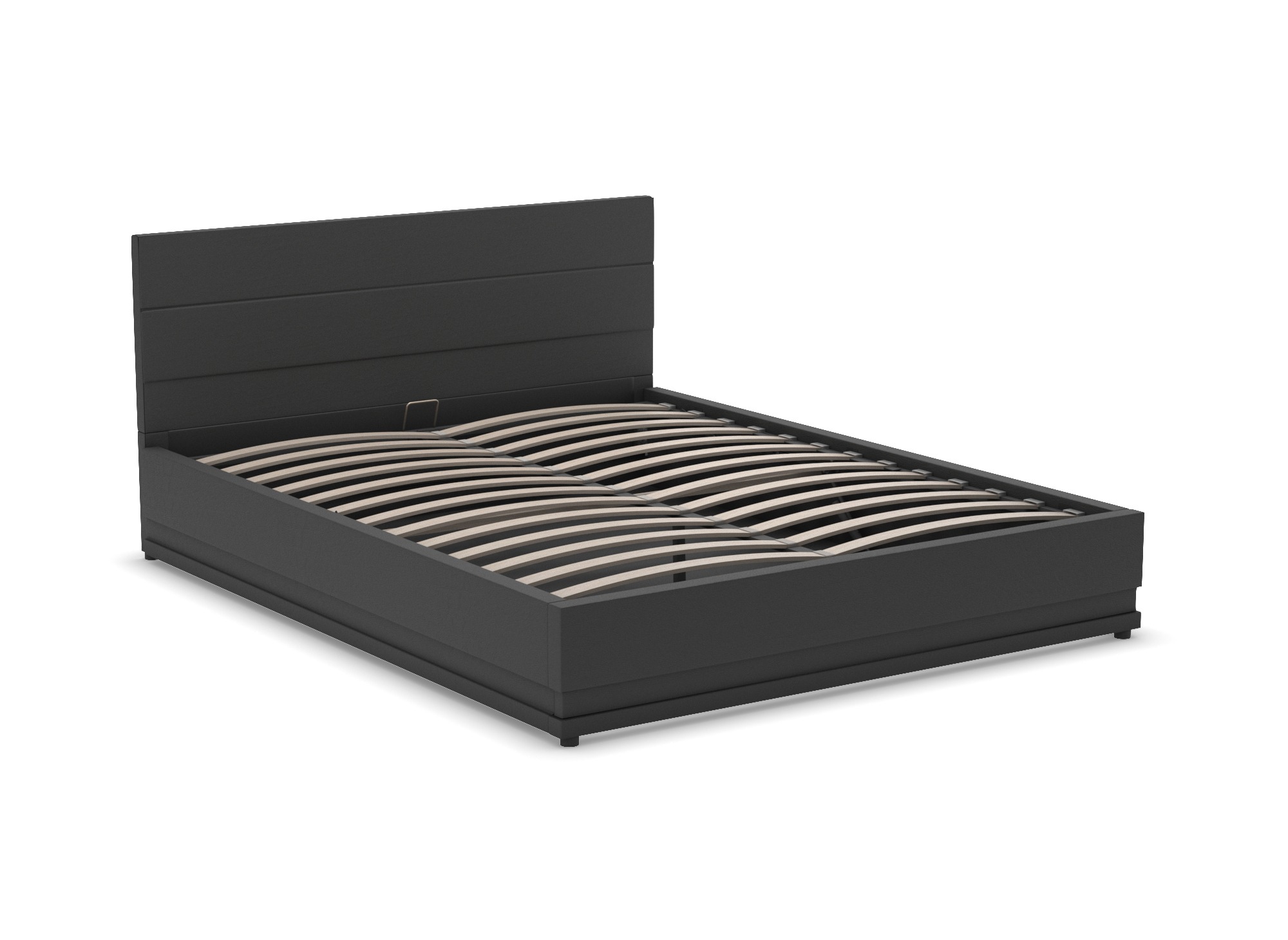 Lit coffre en simili cuir noir avec LED 140x190 cm ELENCE