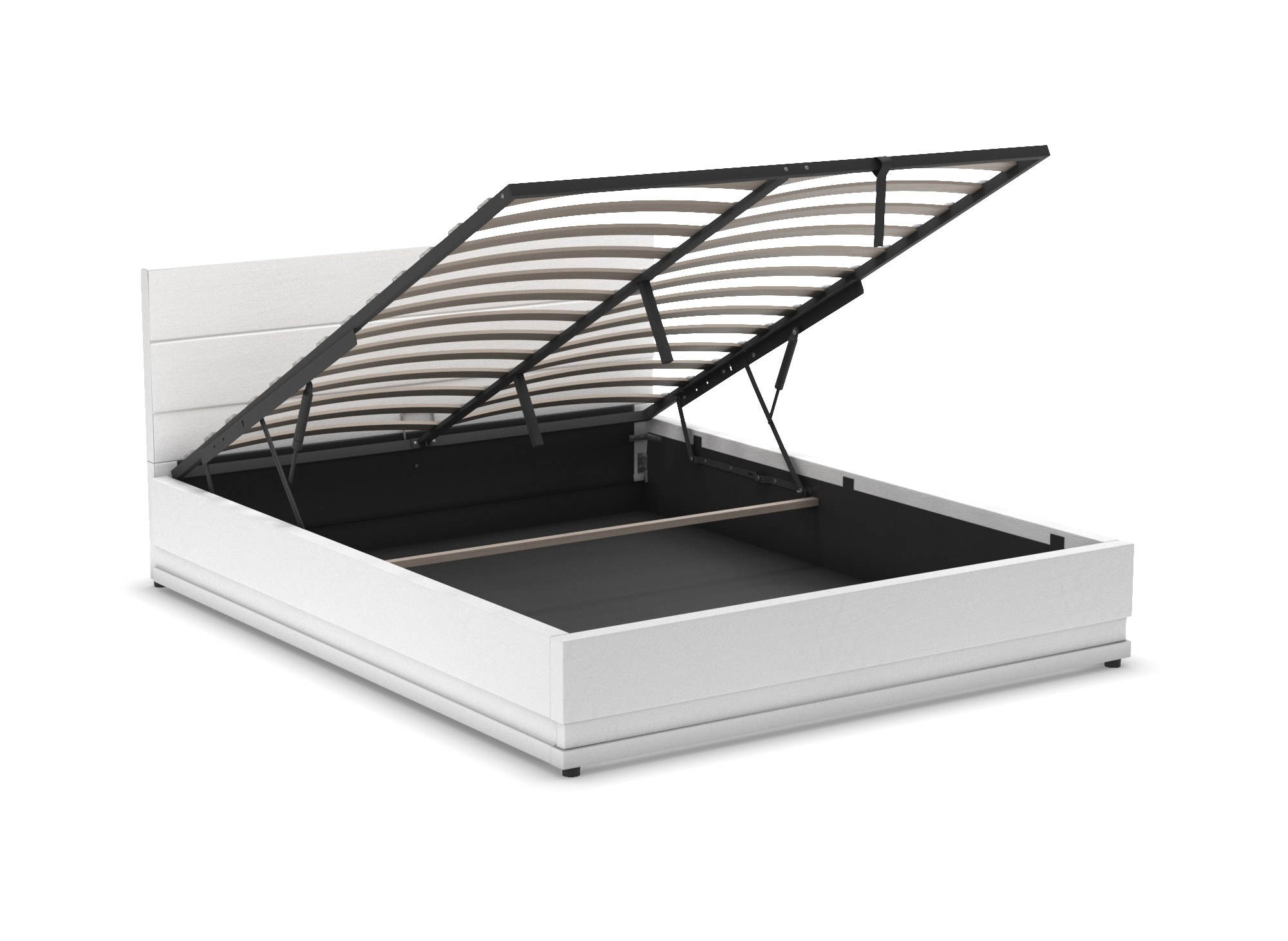 Lit coffre en simili cuir blanc avec LED 160x200 cm ELENCE