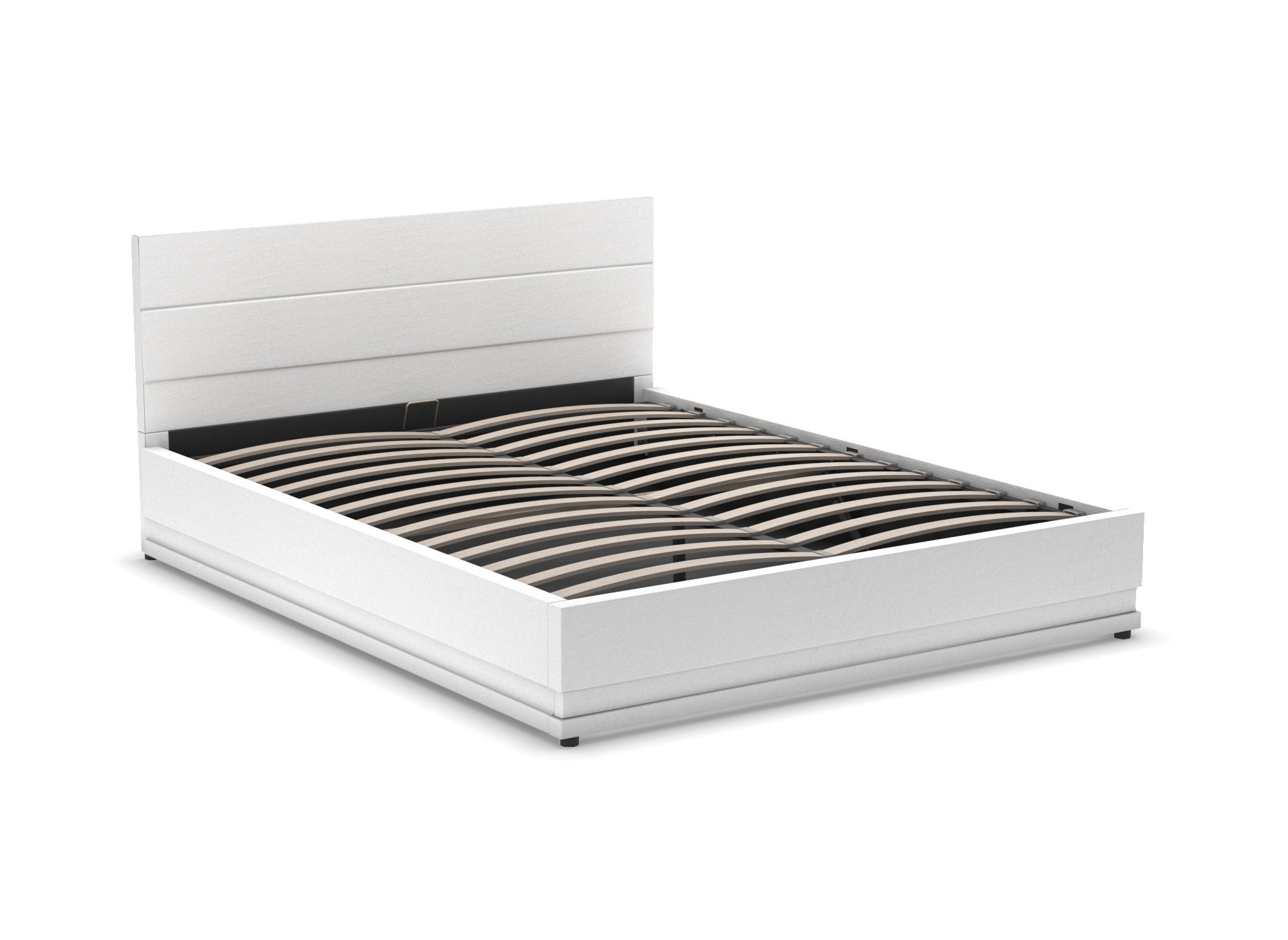 Lit coffre en simili cuir blanc avec LED 160x200 cm ELENCE