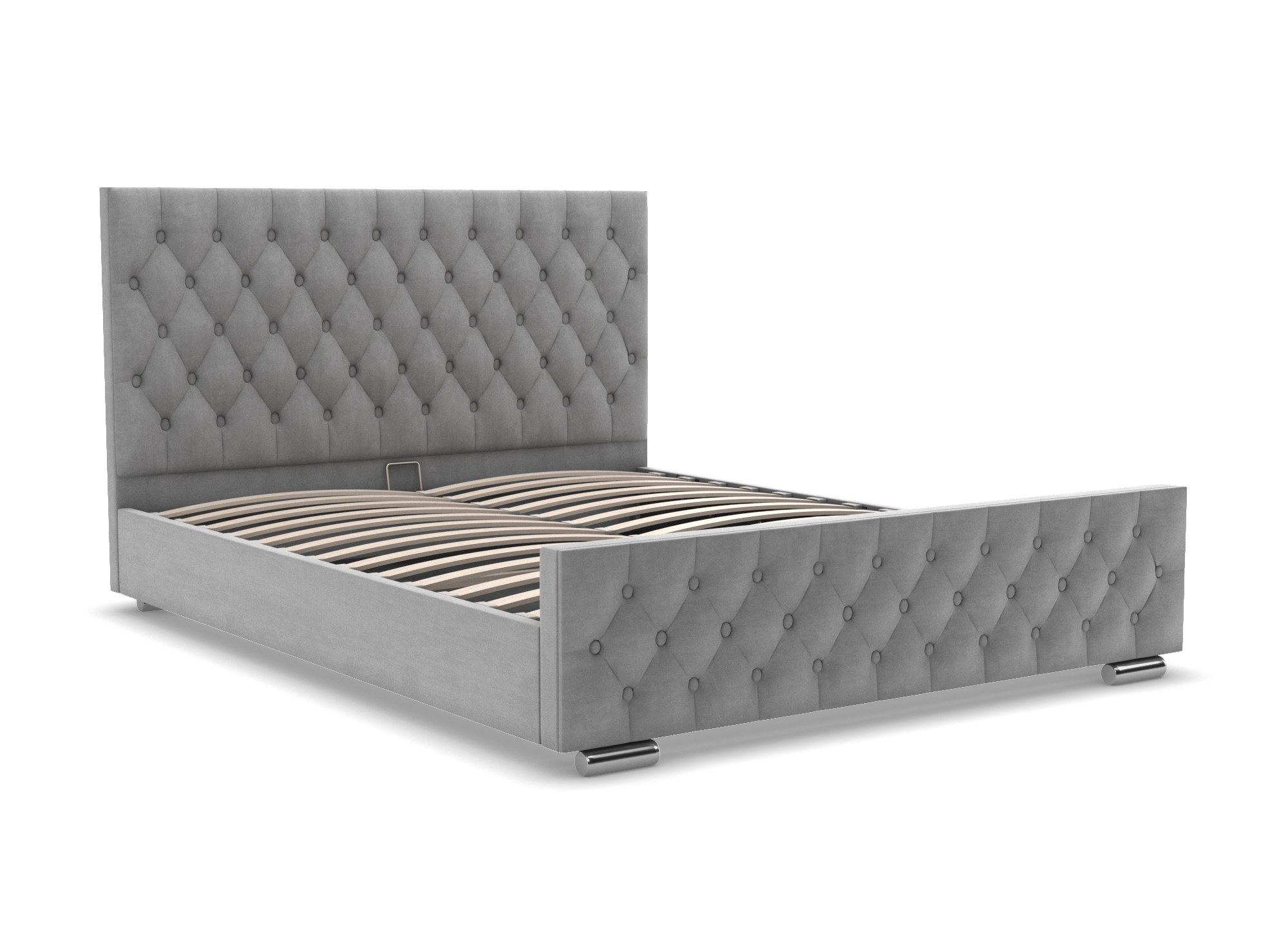 Lit coffre en velours gris 160x200 cm KAPITON
