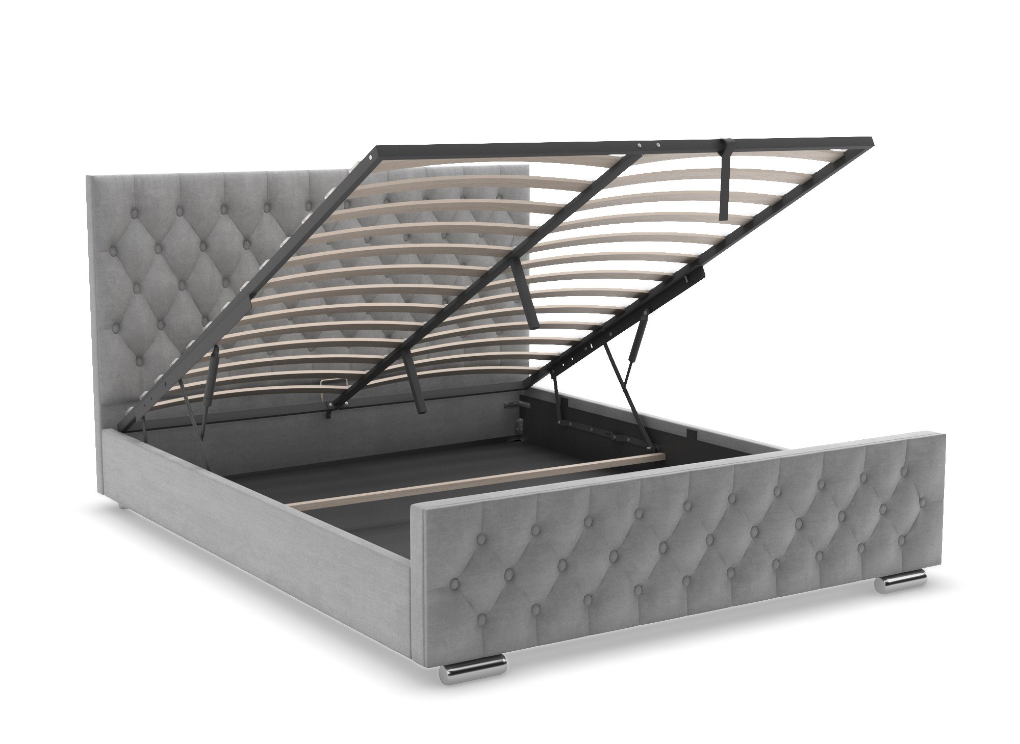 Lit coffre en velours gris 160x200 cm KAPITON