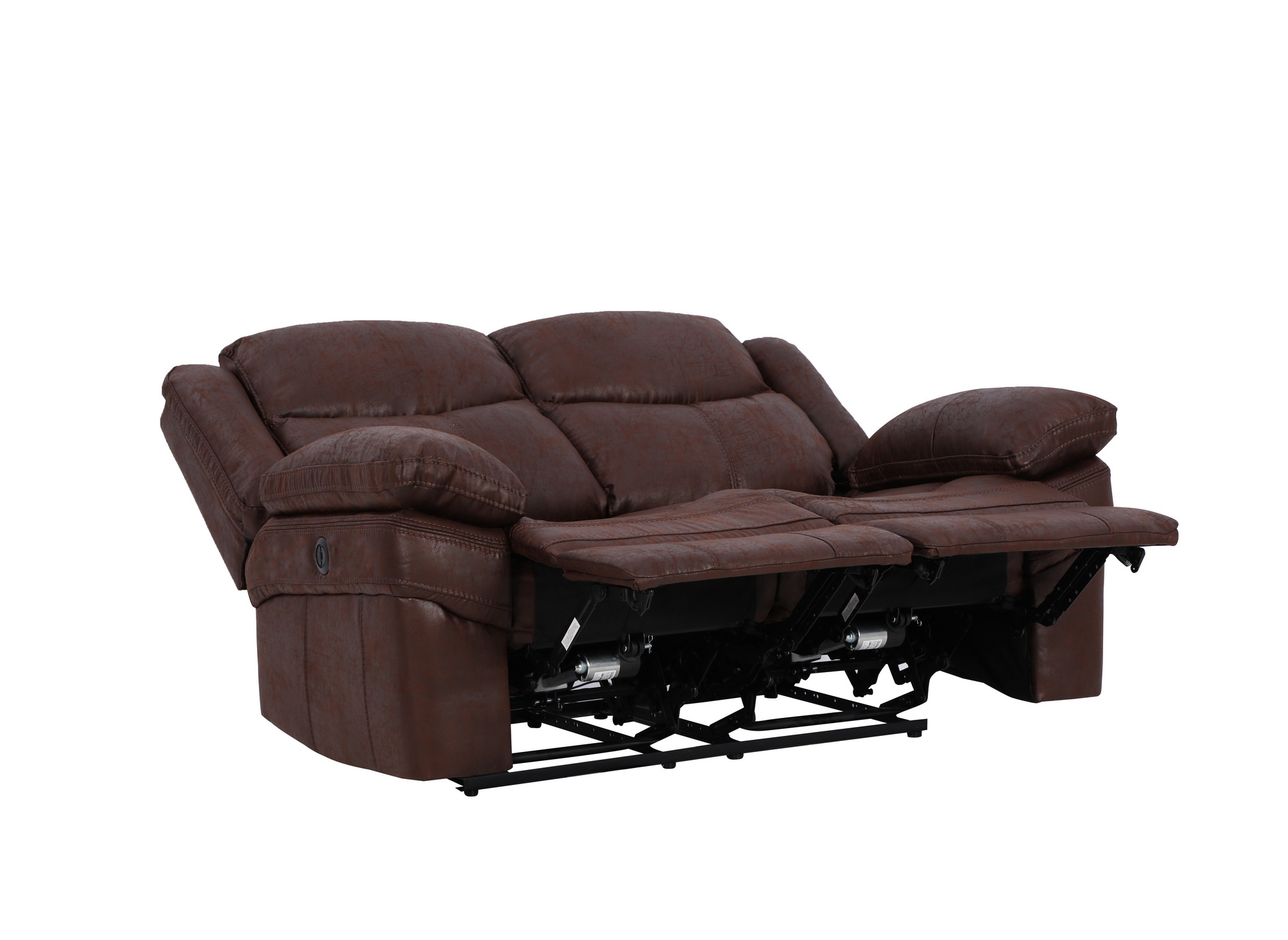 Canapé relax électrique 2 places en tissu microfibre marron ALFRED