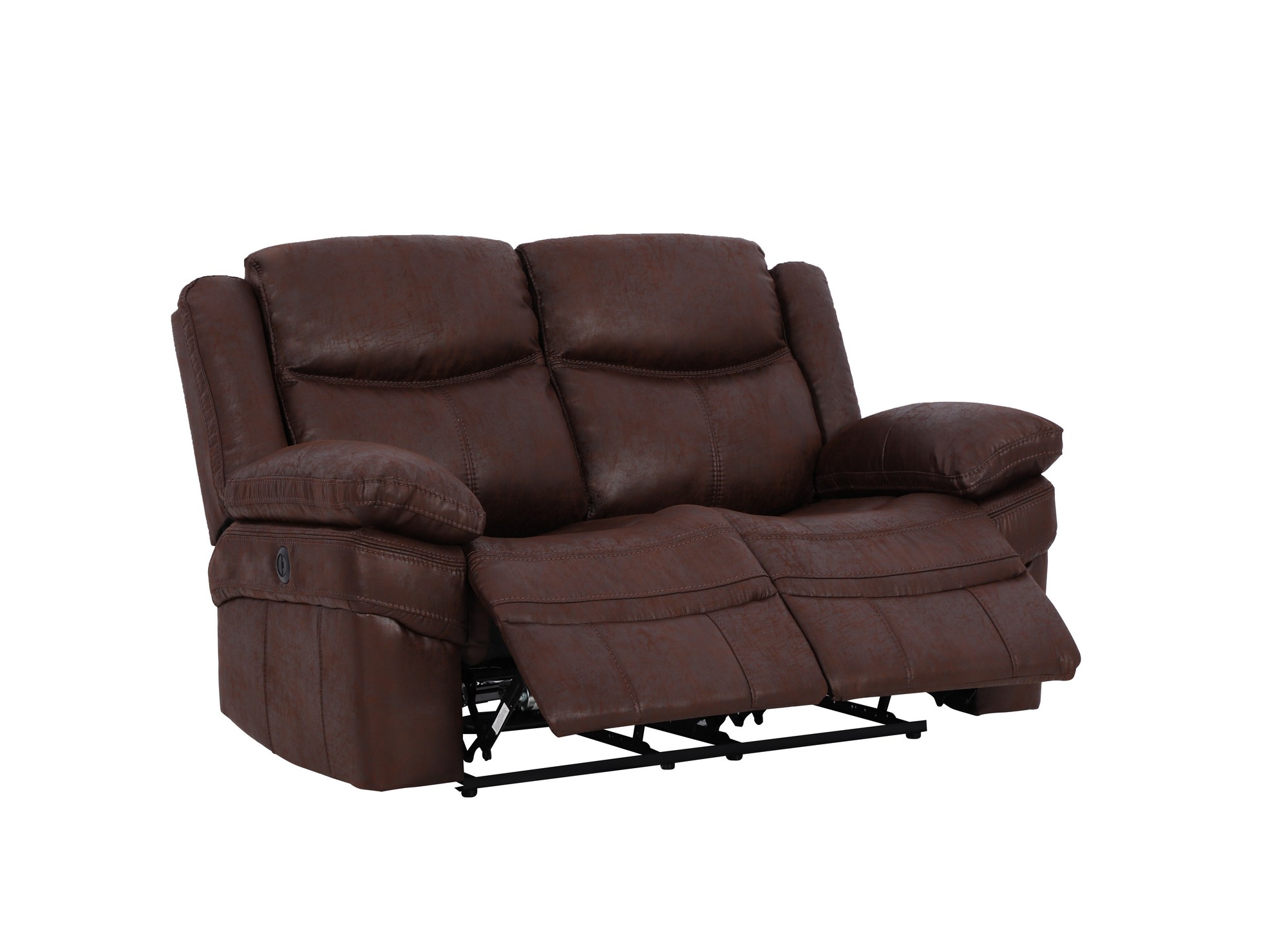 Canapé relax électrique 2 places en tissu microfibre marron ALFRED