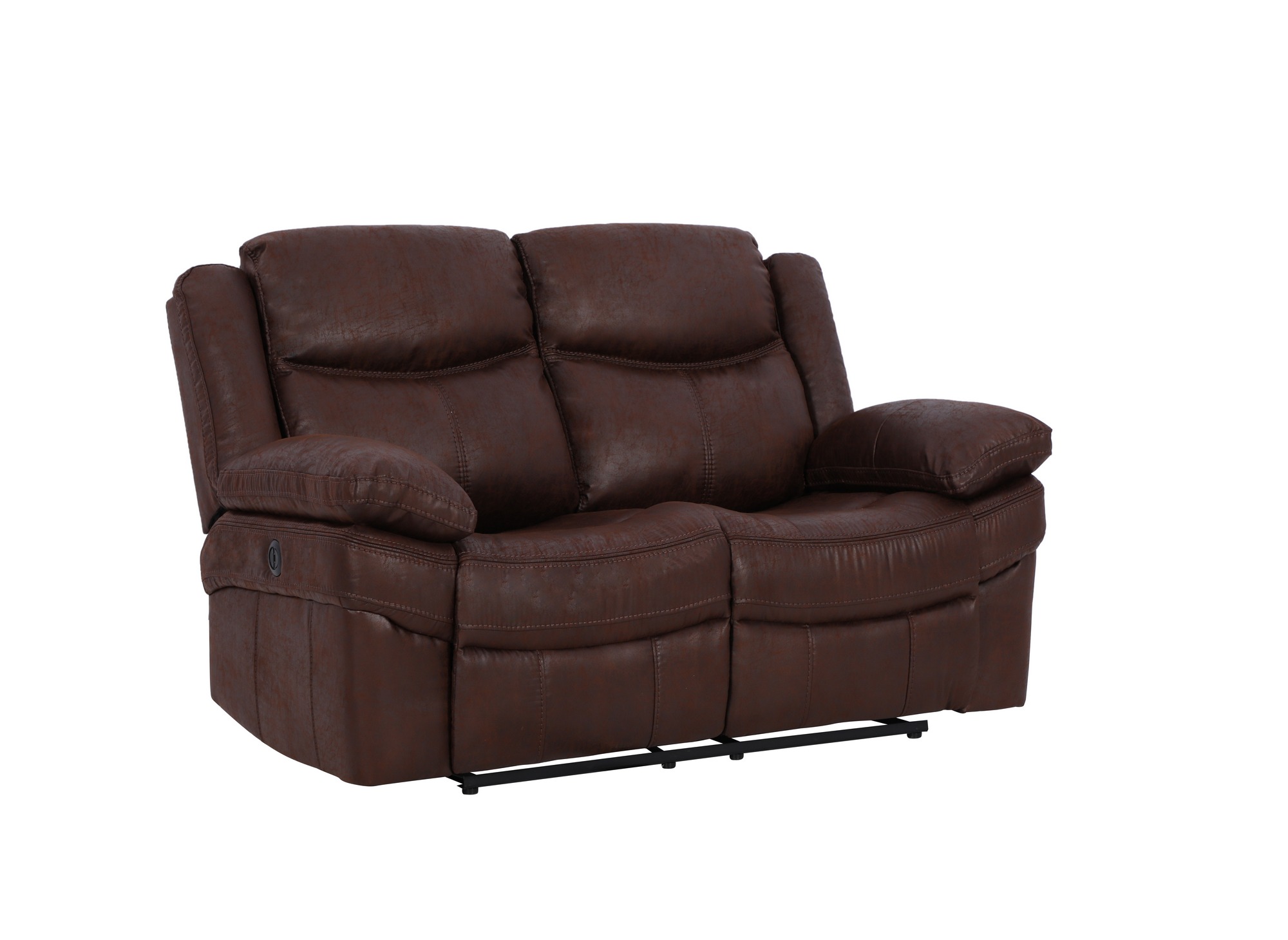 Canapé relax électrique 2 places en tissu microfibre marron ALFRED